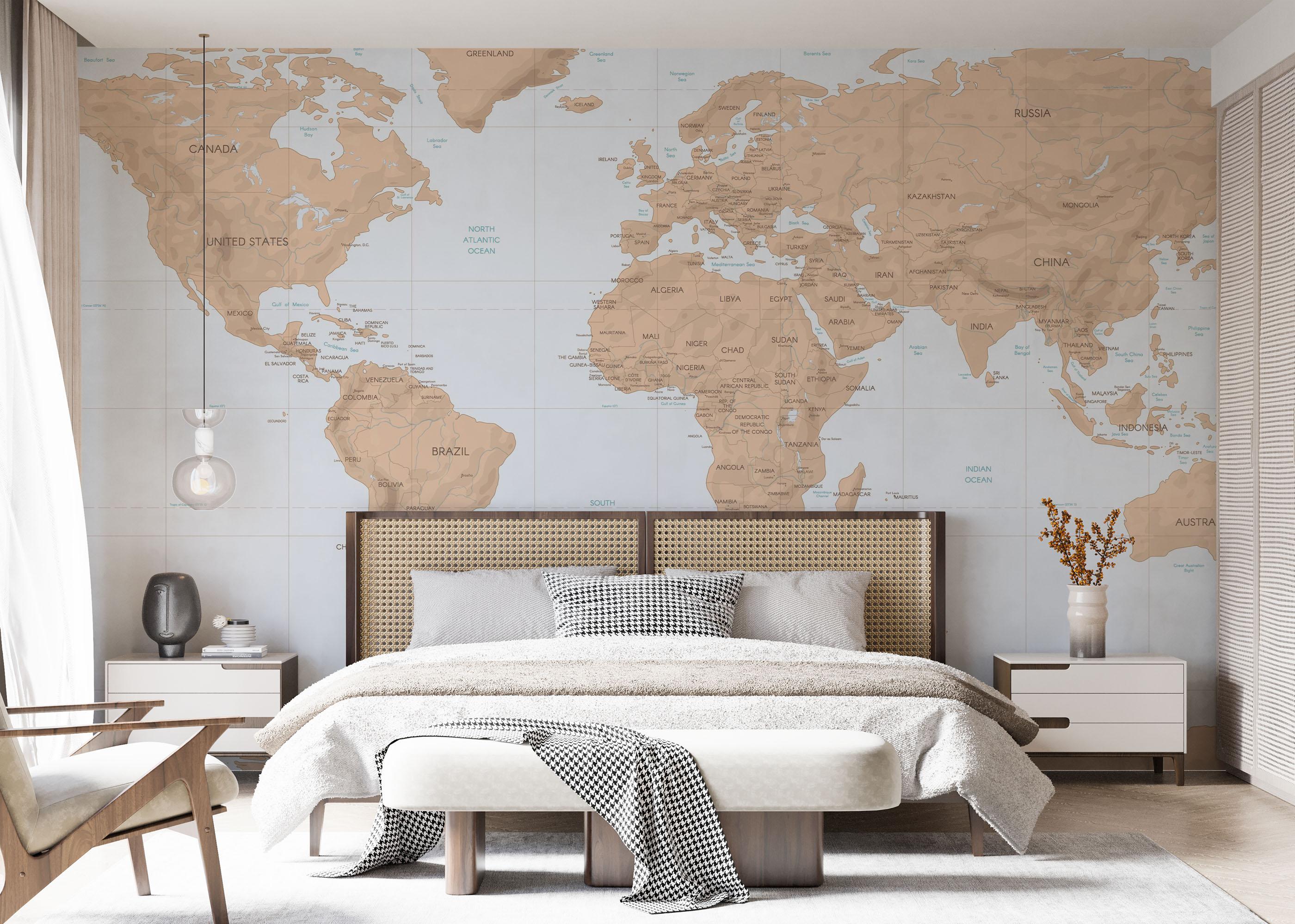 Fototapet Dark Cream Map mockup 7