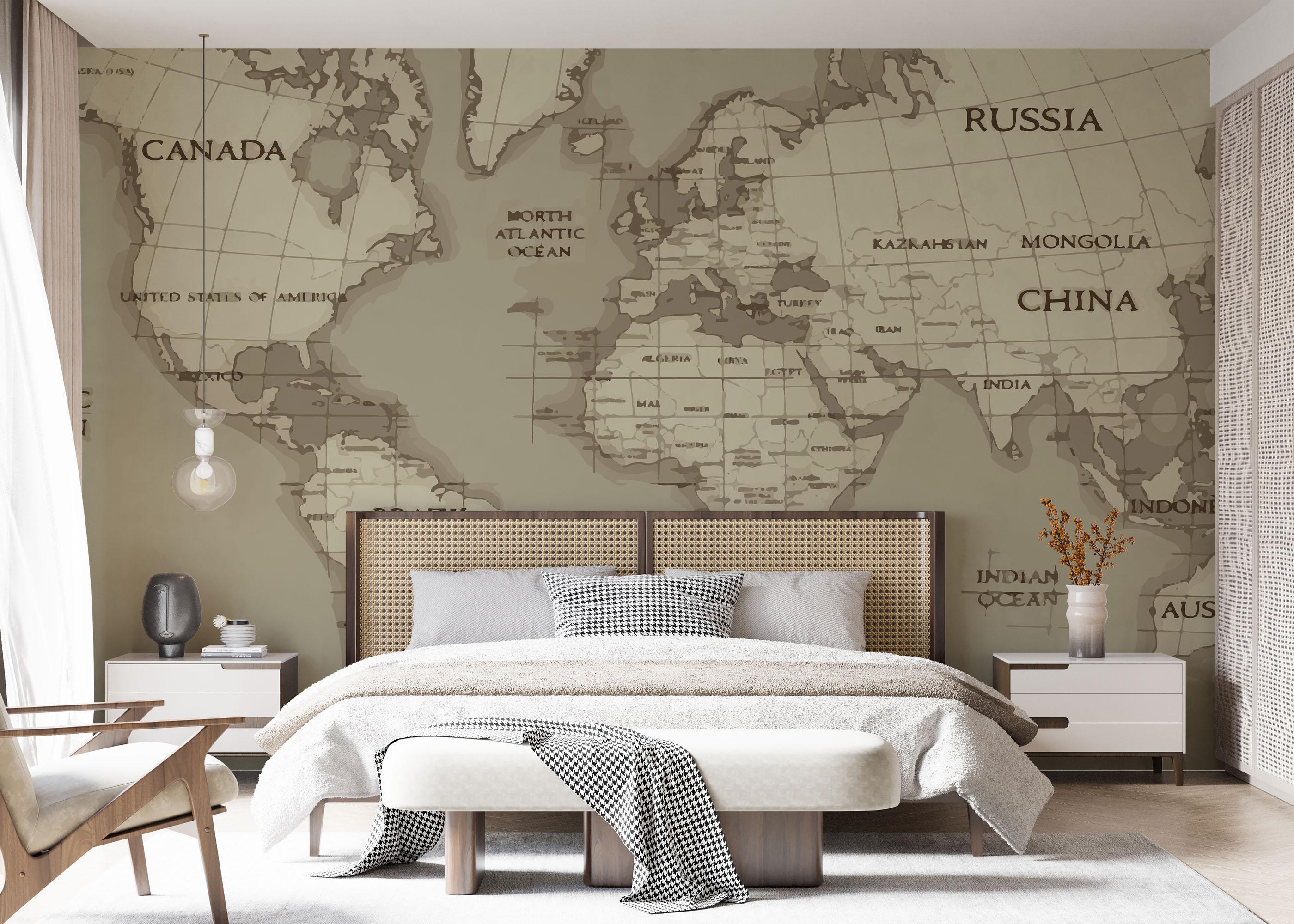 Fototapet Grey Old Map mockup 7