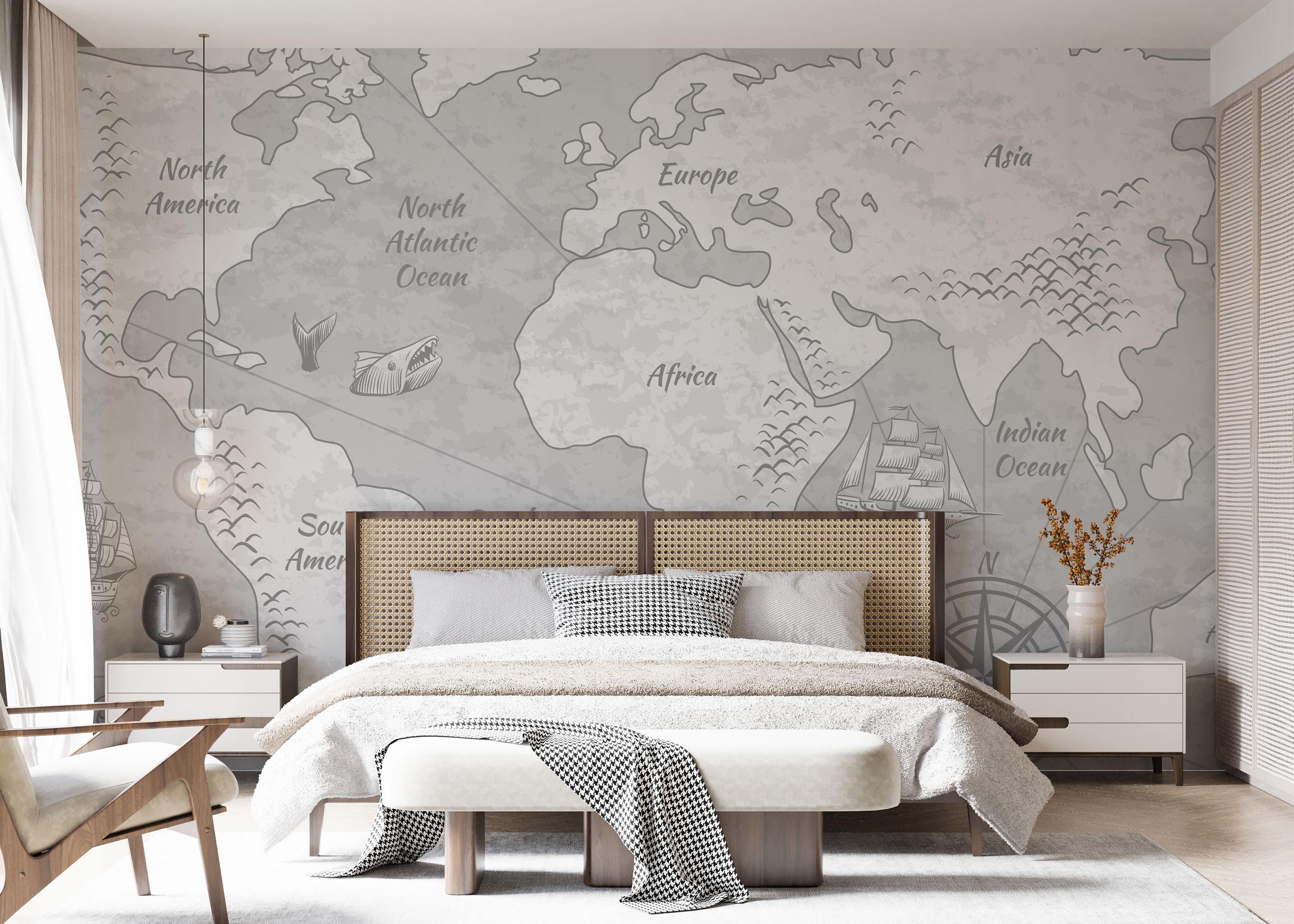 Fototapet Light Grey Map mockup 7