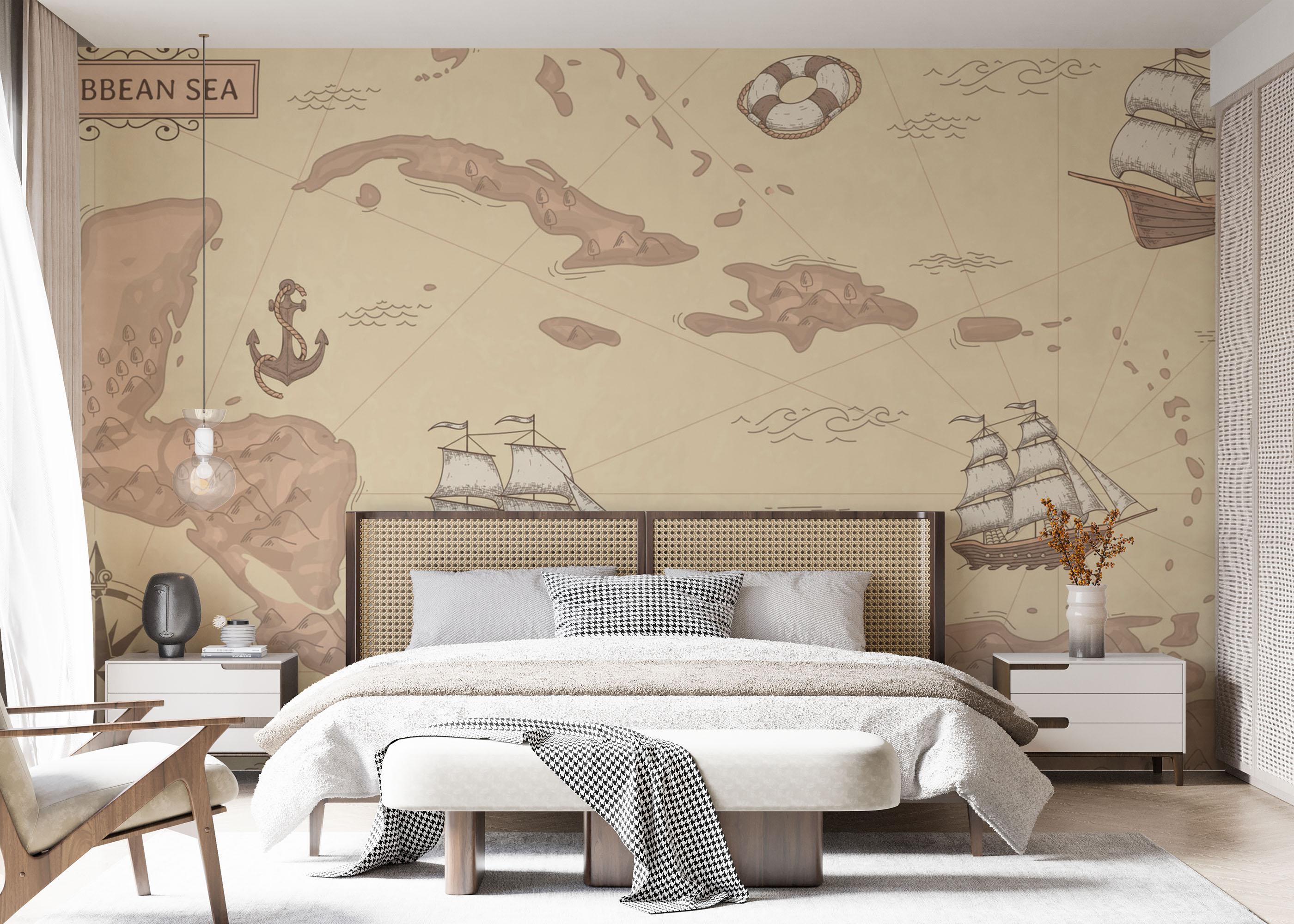 Fototapet Light Pink Map mockup 7