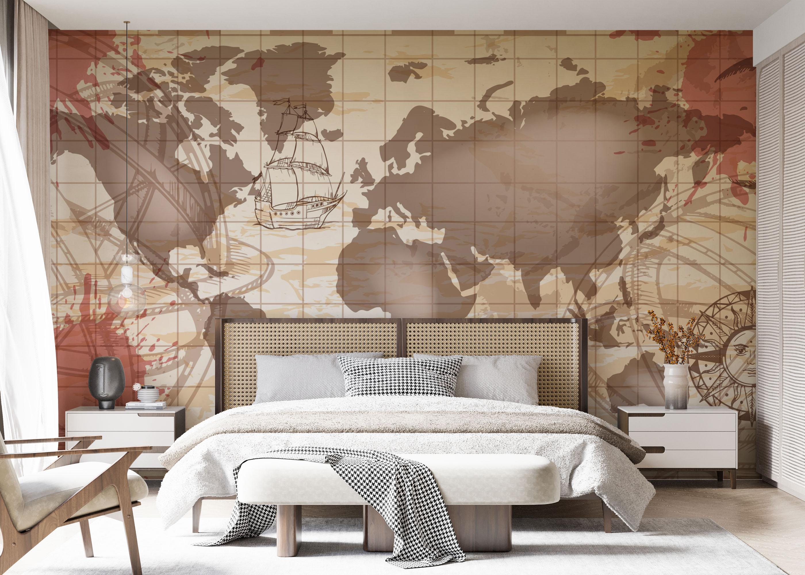 Fototapet Red Brown Map mockup 7