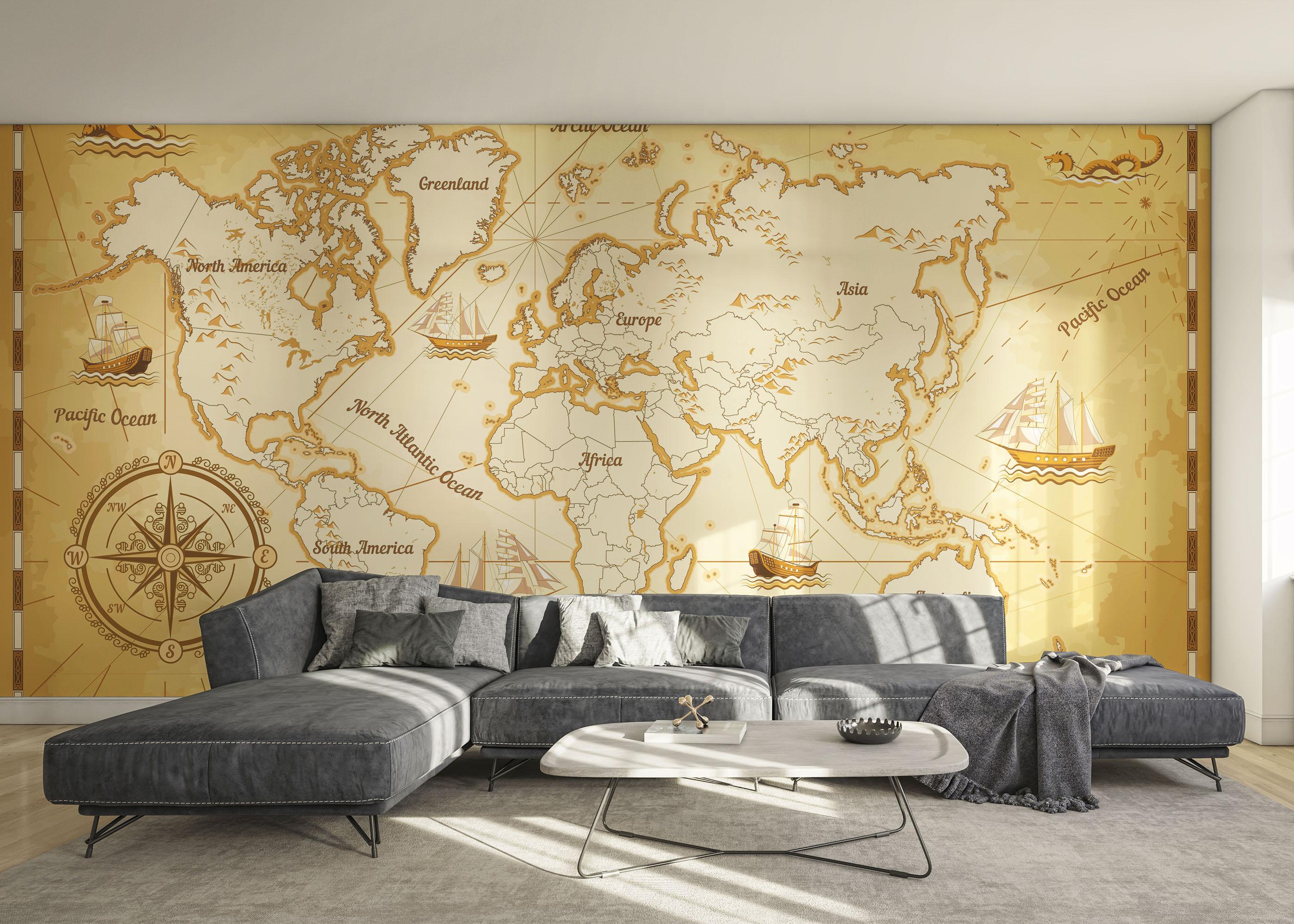 Fototapet Big Yellow Map mockup 0