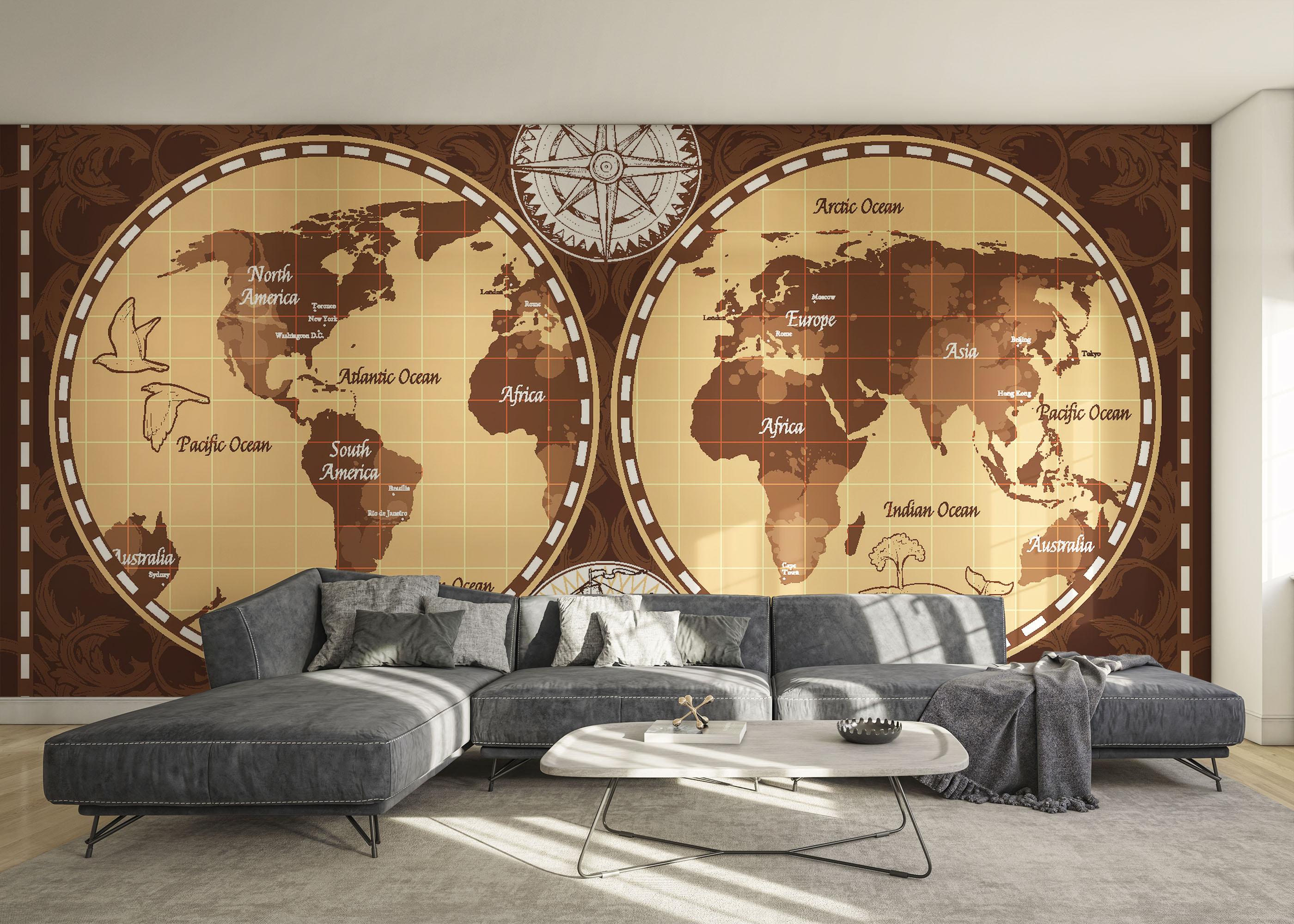 Fototapet Brown Old Map mockup 0