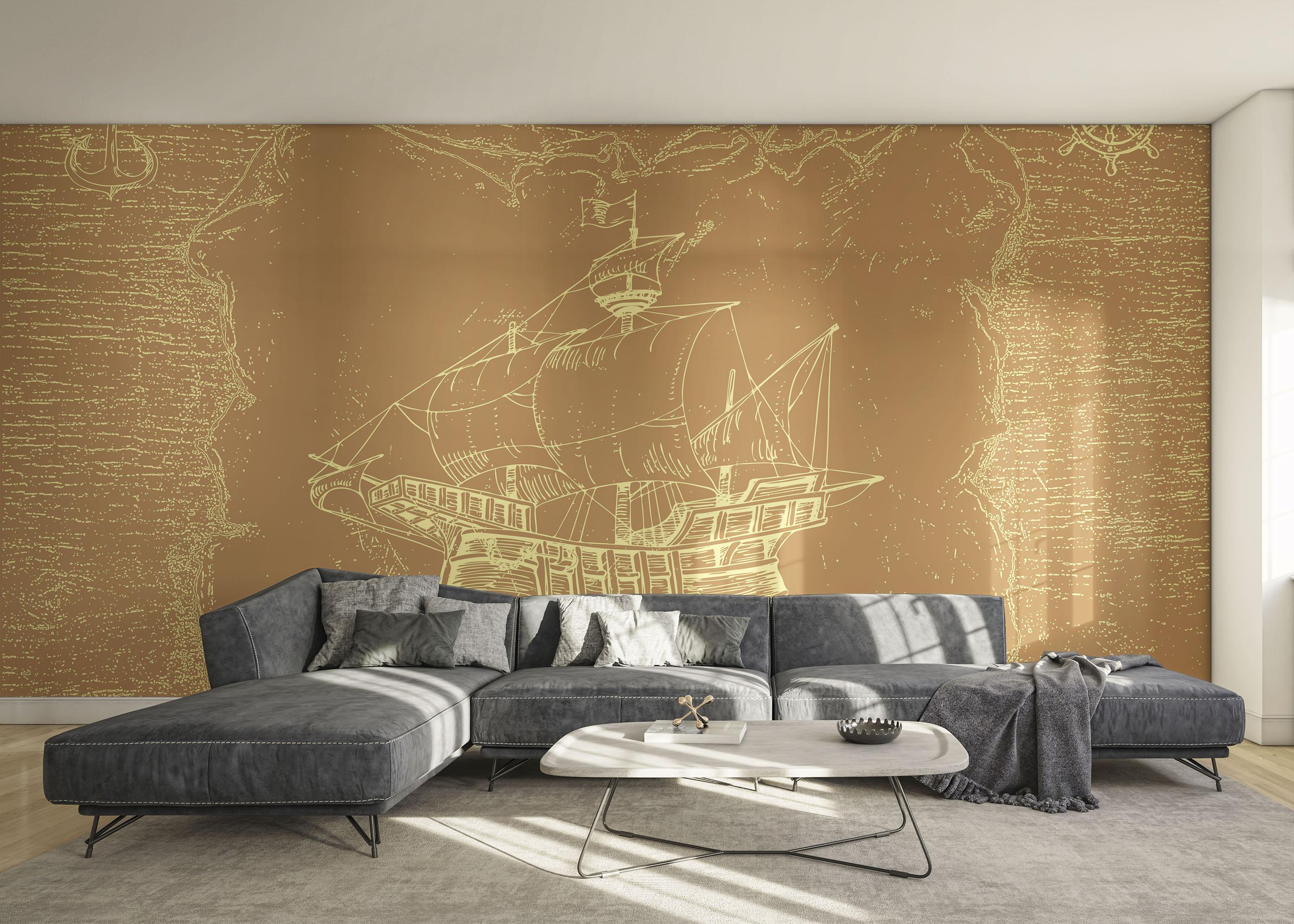 Fototapet Caravel Map mockup 0