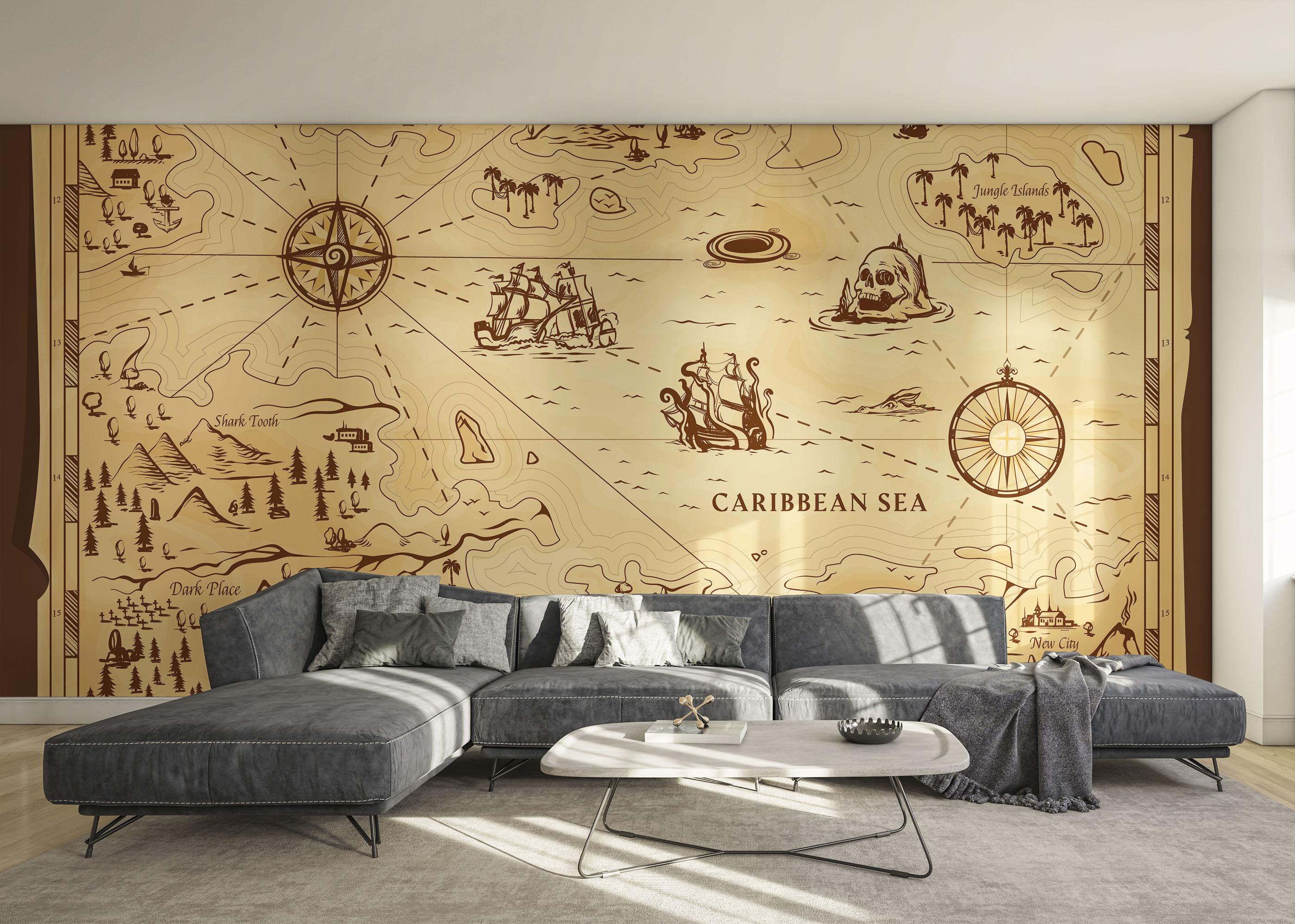 Fototapet Caribean Sea Map mockup 0