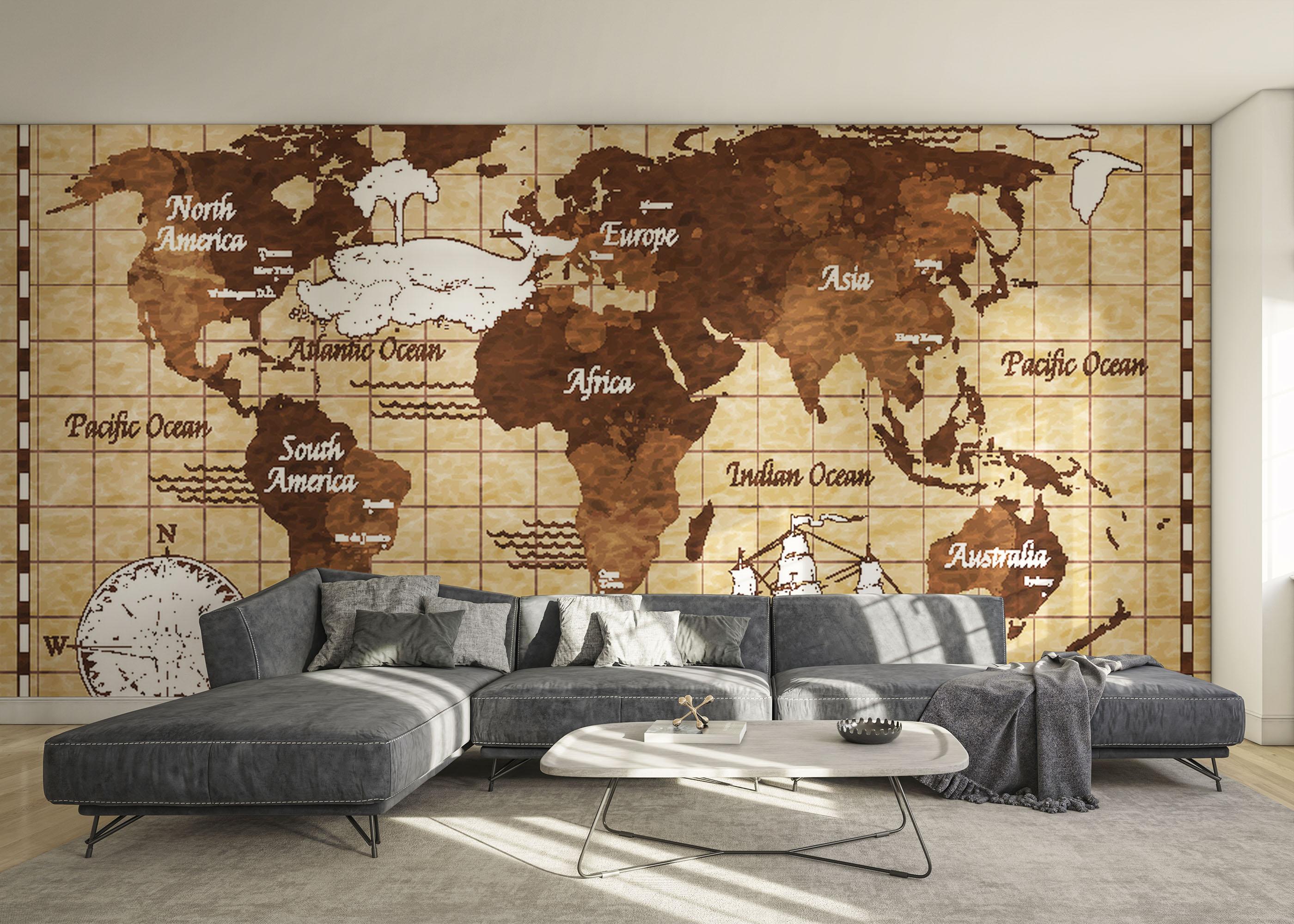 Fototapet Coffee Color Map mockup 0