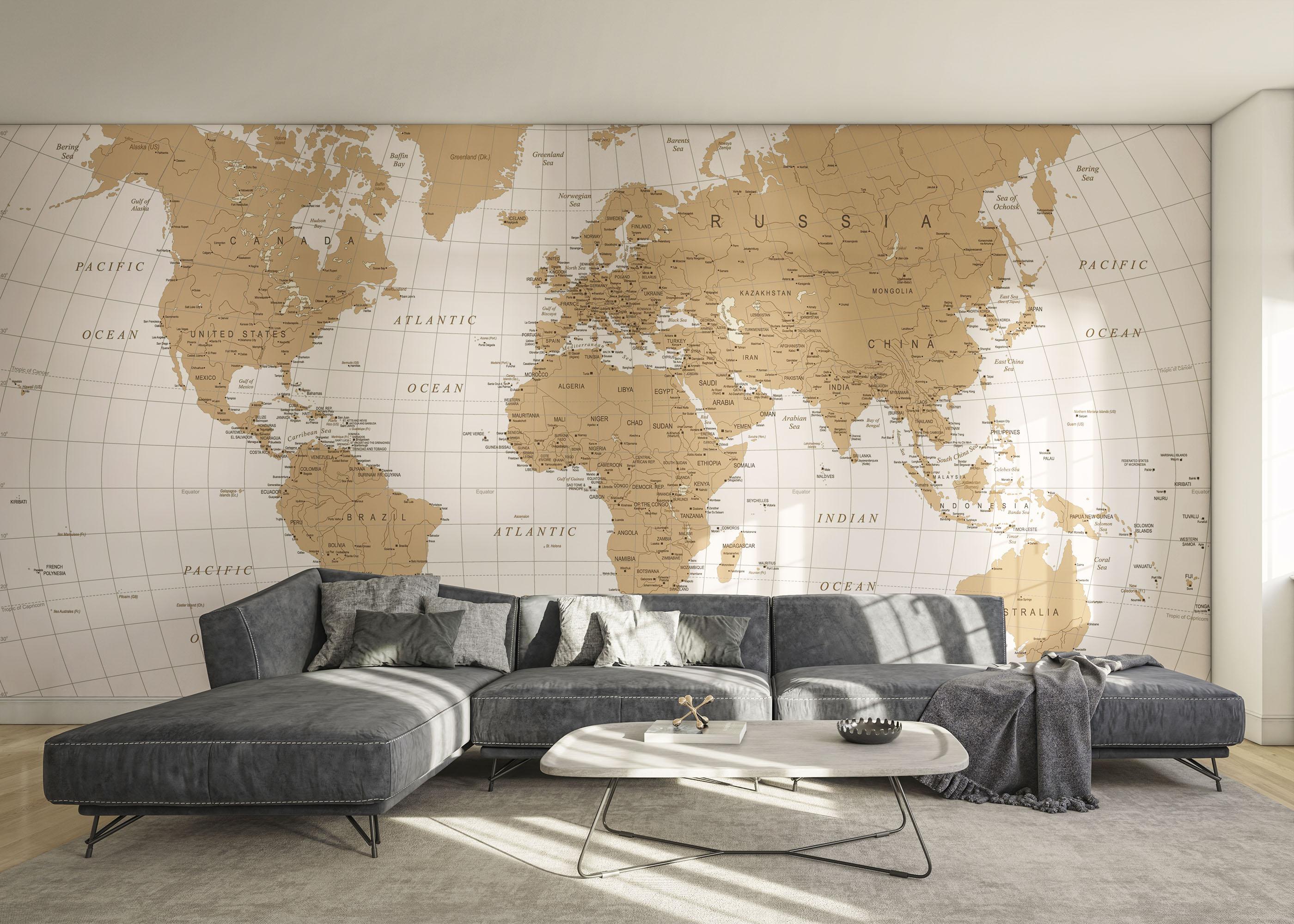 Fototapet Cream White Map mockup 0