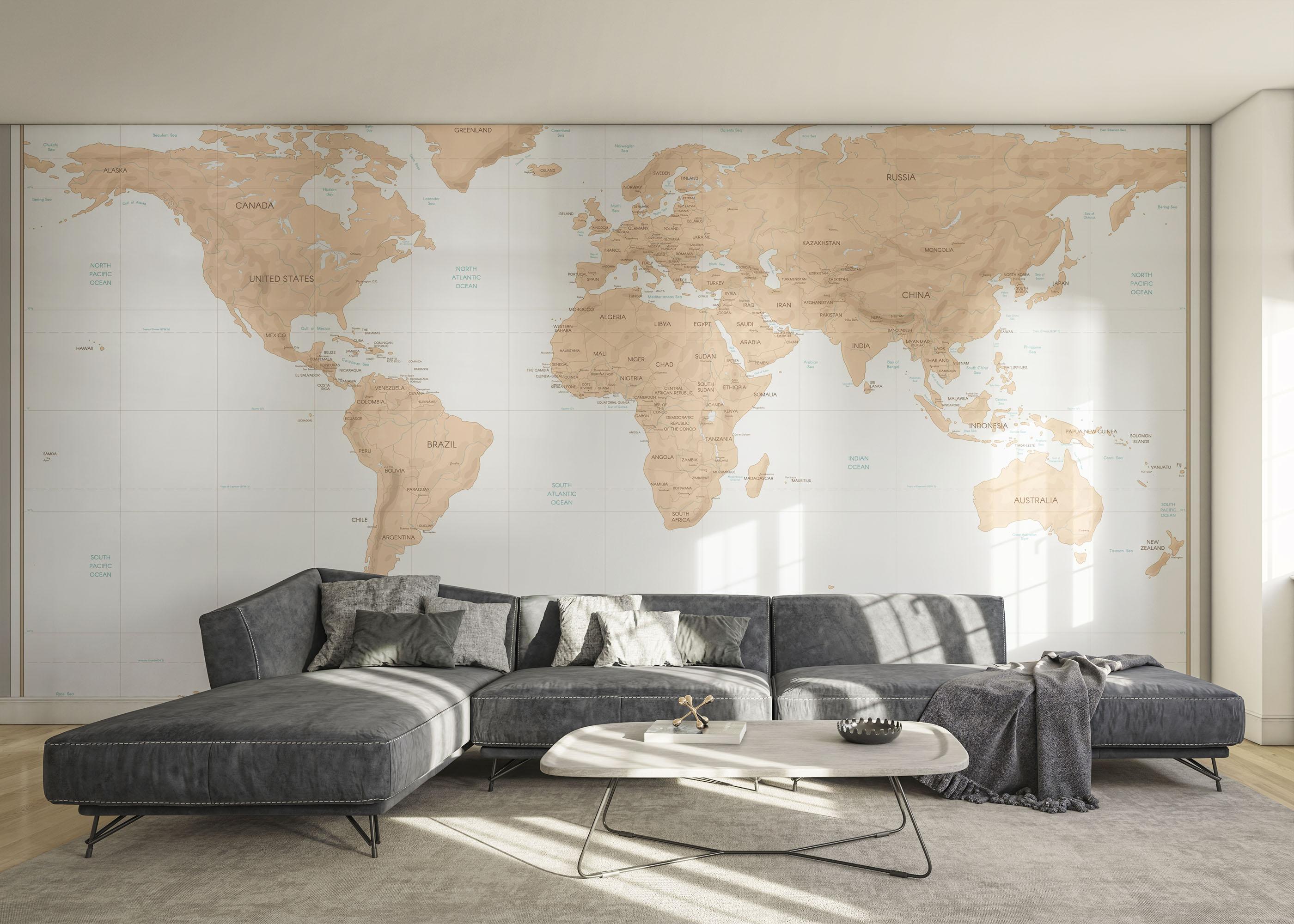 Fototapet Dark Cream Map mockup 0