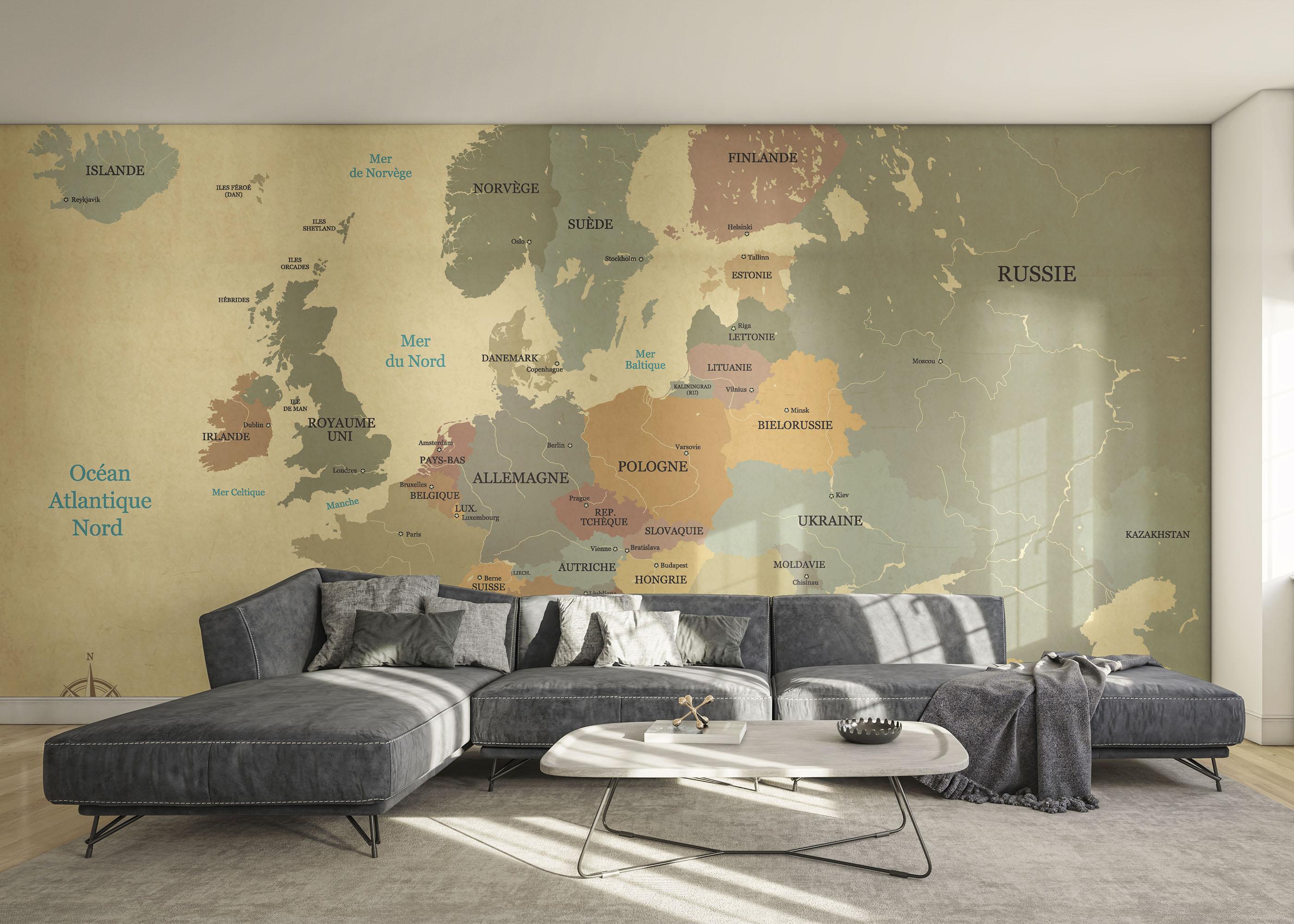 Fototapet Europe Vintage Map mockup 0