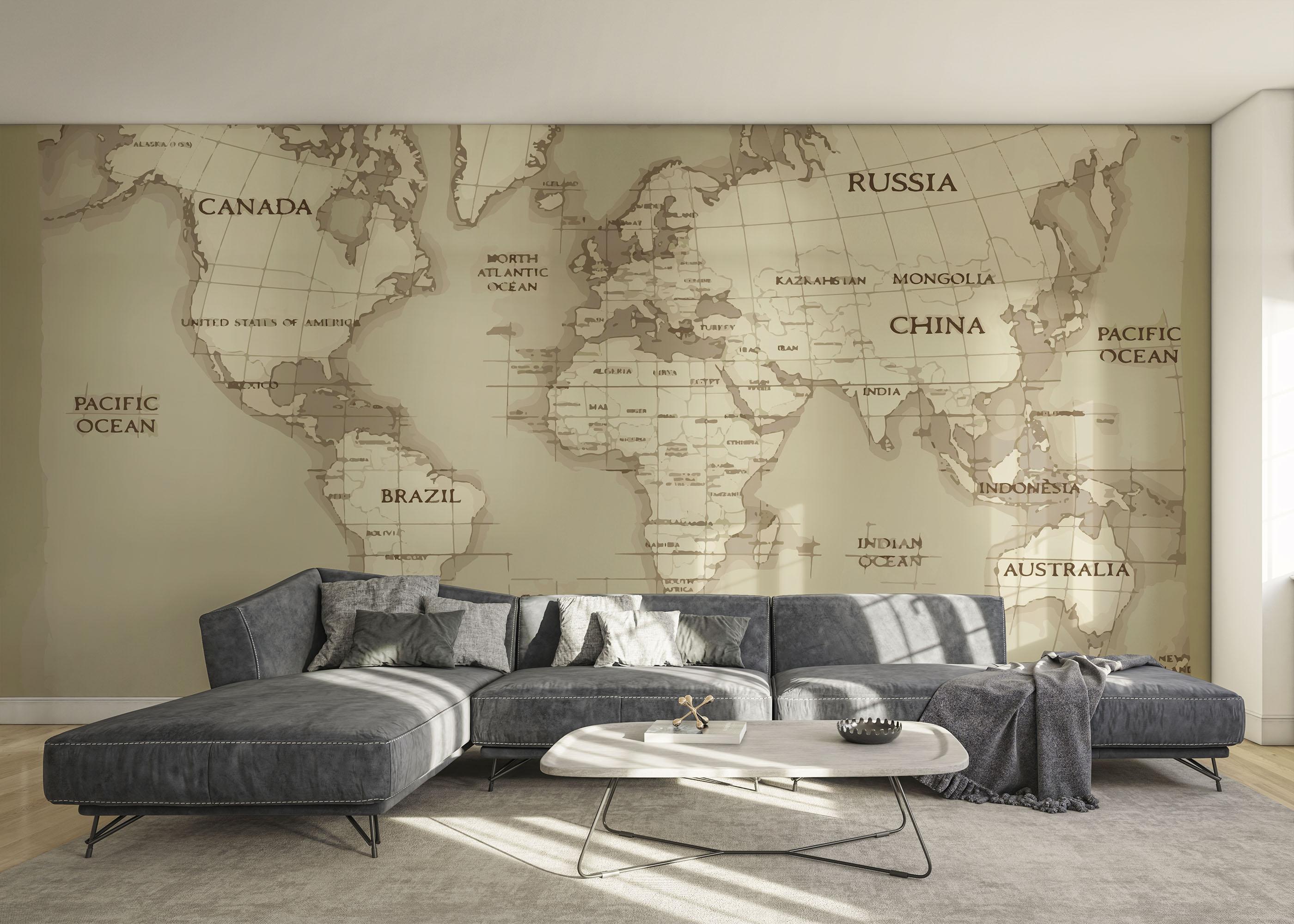 Fototapet Grey Old Map mockup 0