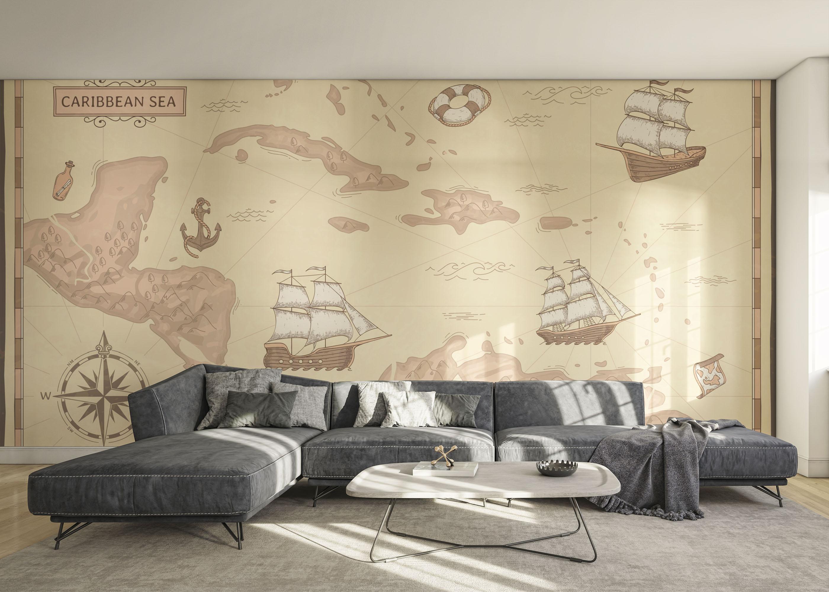 Fototapet Light Pink Map mockup 0