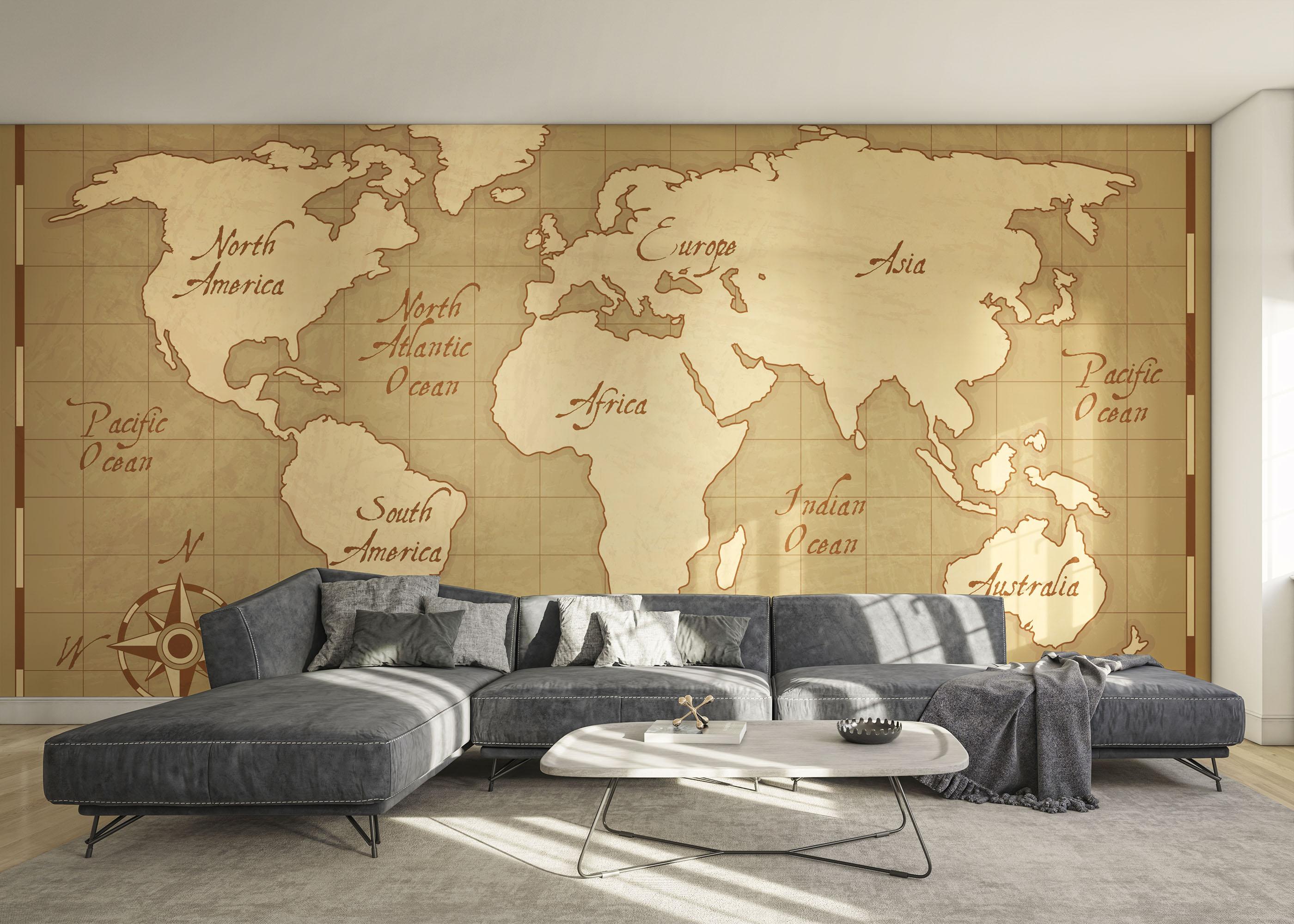 Fototapet Old World Map mockup 0