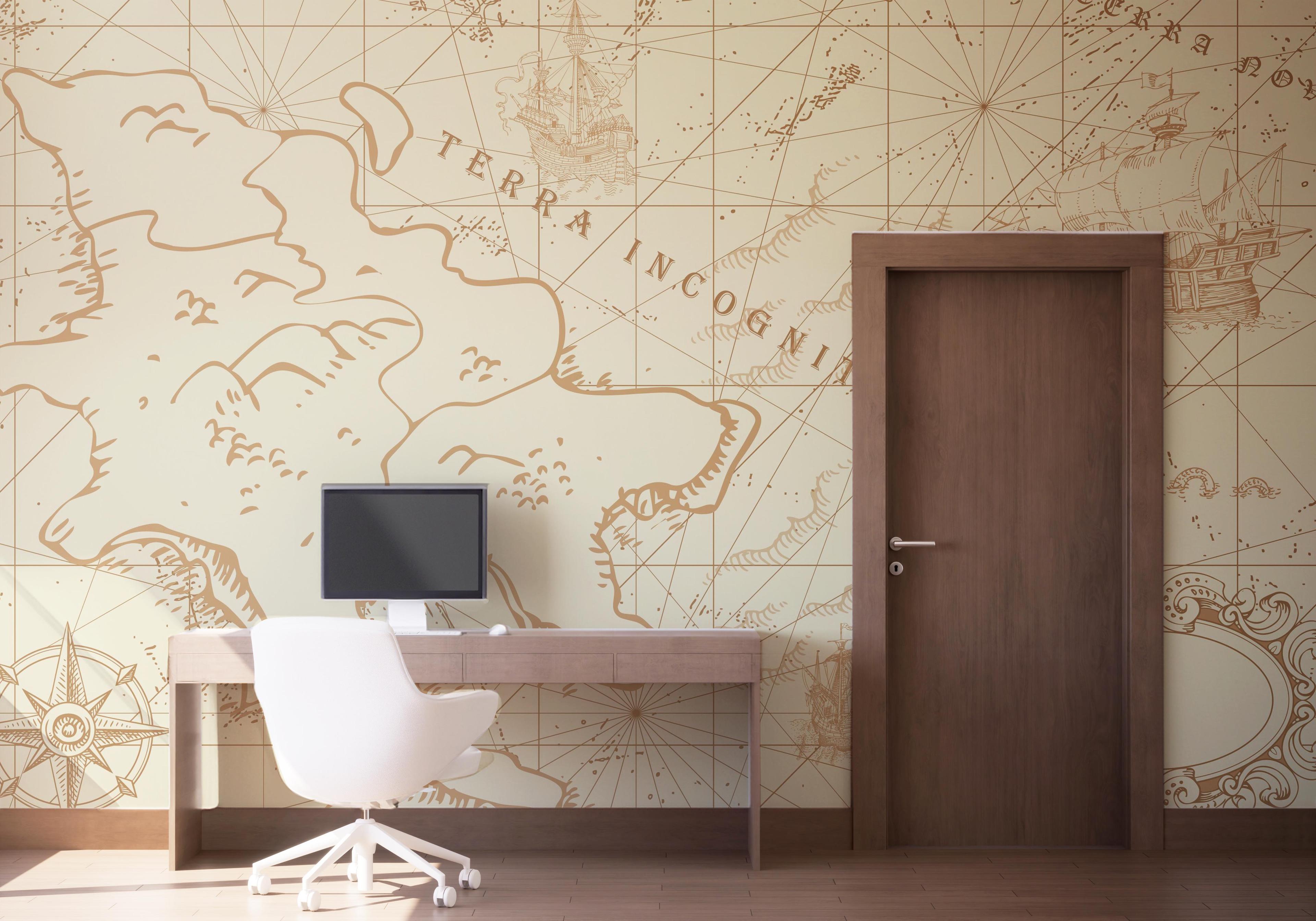 Fototapet Ancient Cream Map mockup 1