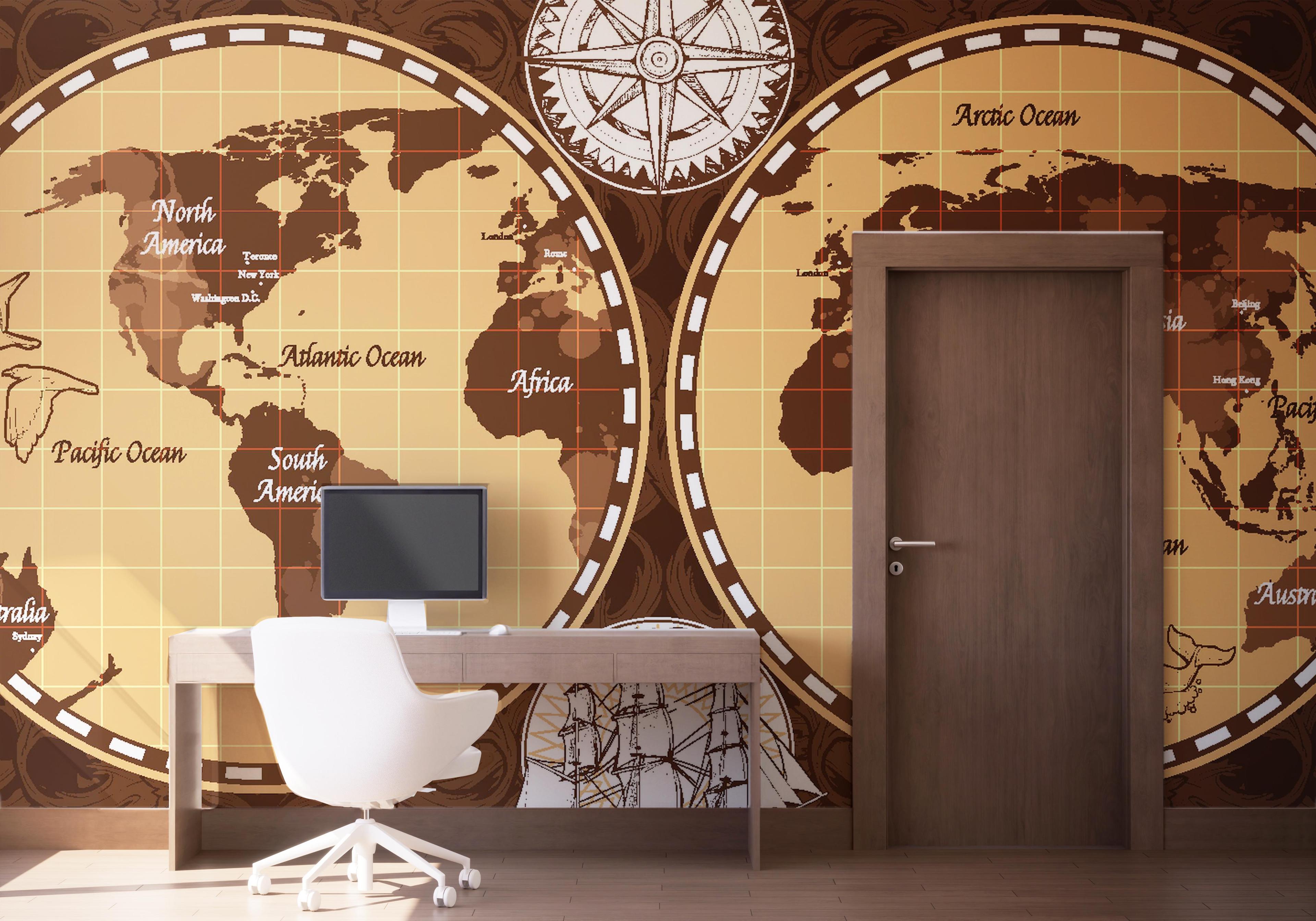 Fototapet Brown Old Map mockup 1
