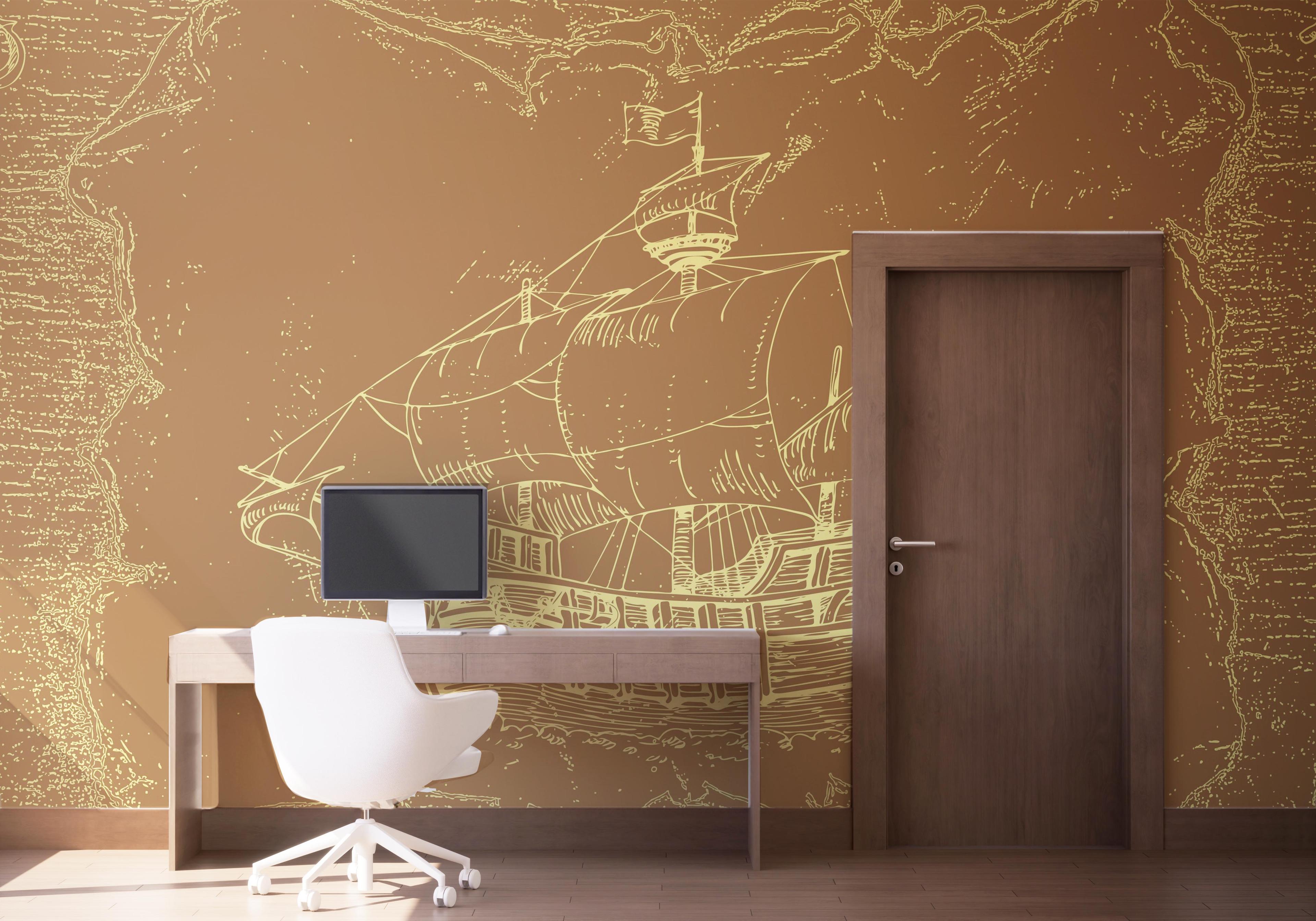 Fototapet Caravel Map mockup 1