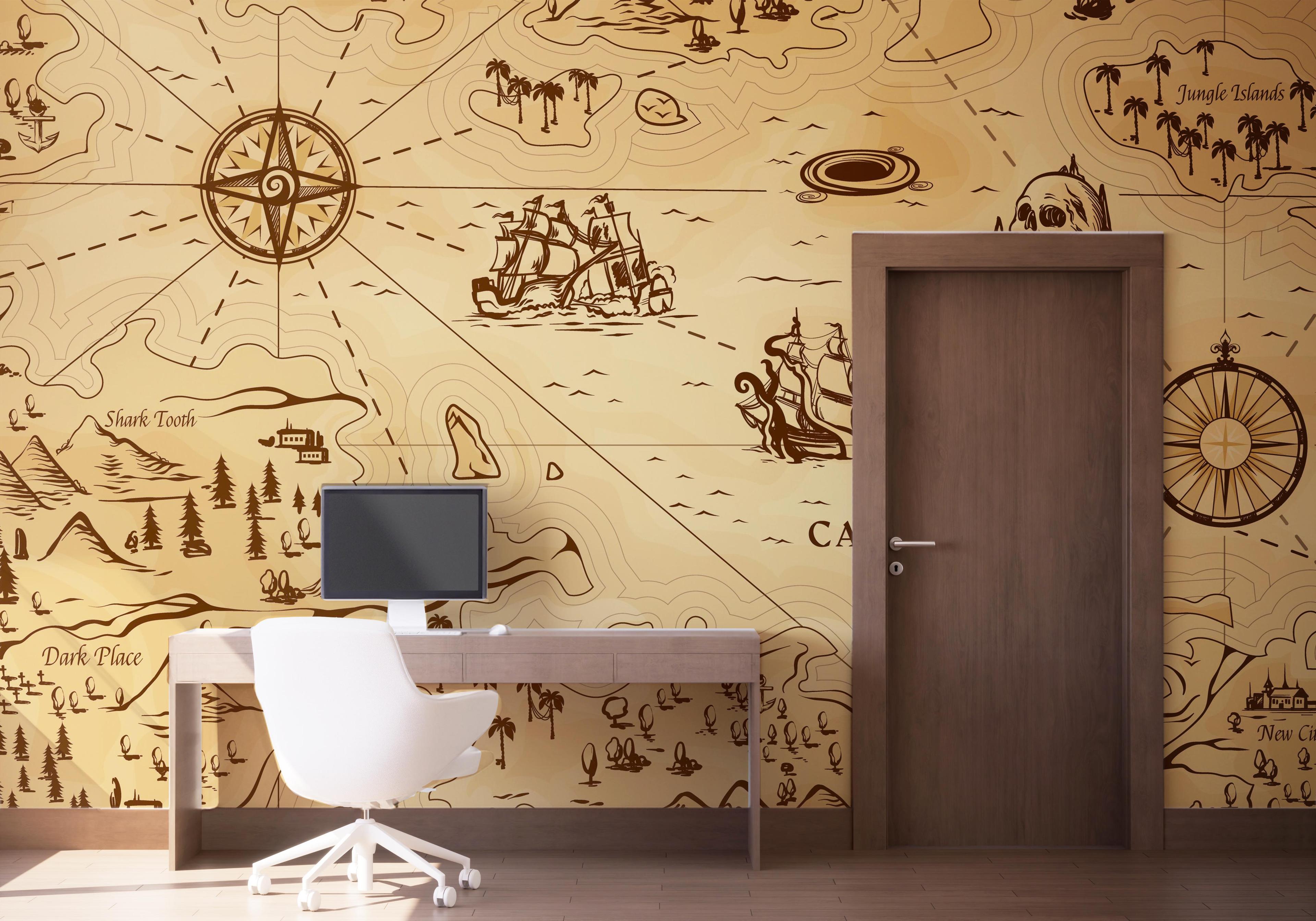 Fototapet Caribean Sea Map mockup 1