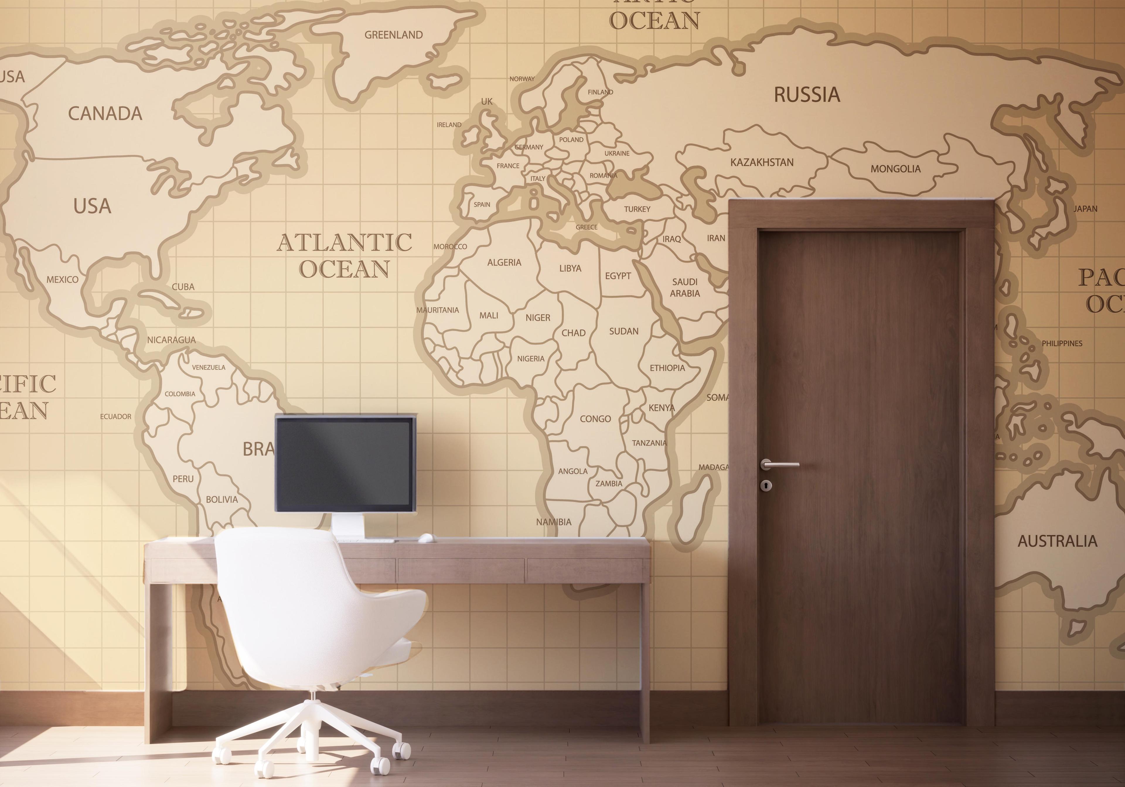 Fototapet Cream Shades Map mockup 1