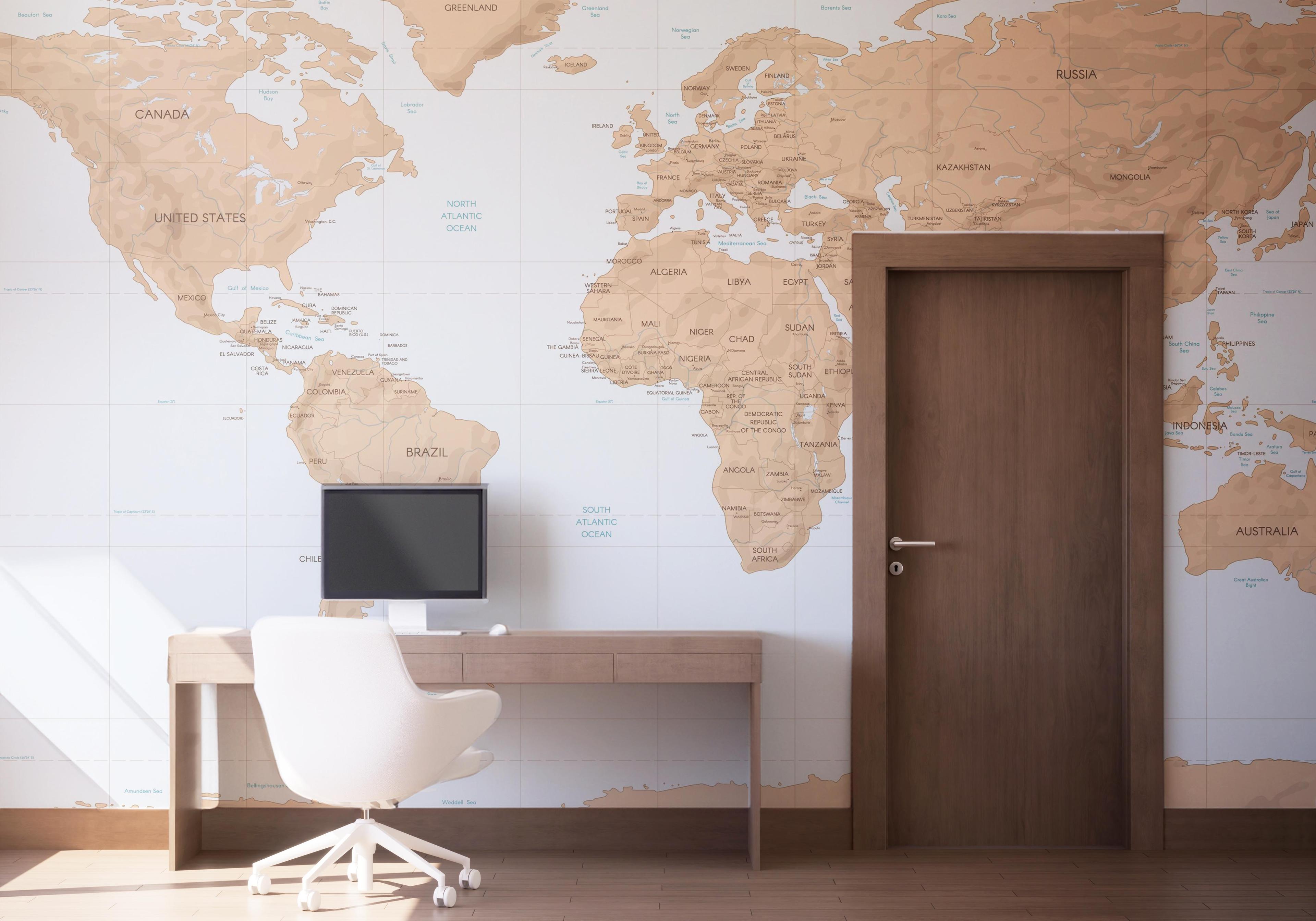 Fototapet Dark Cream Map mockup 1