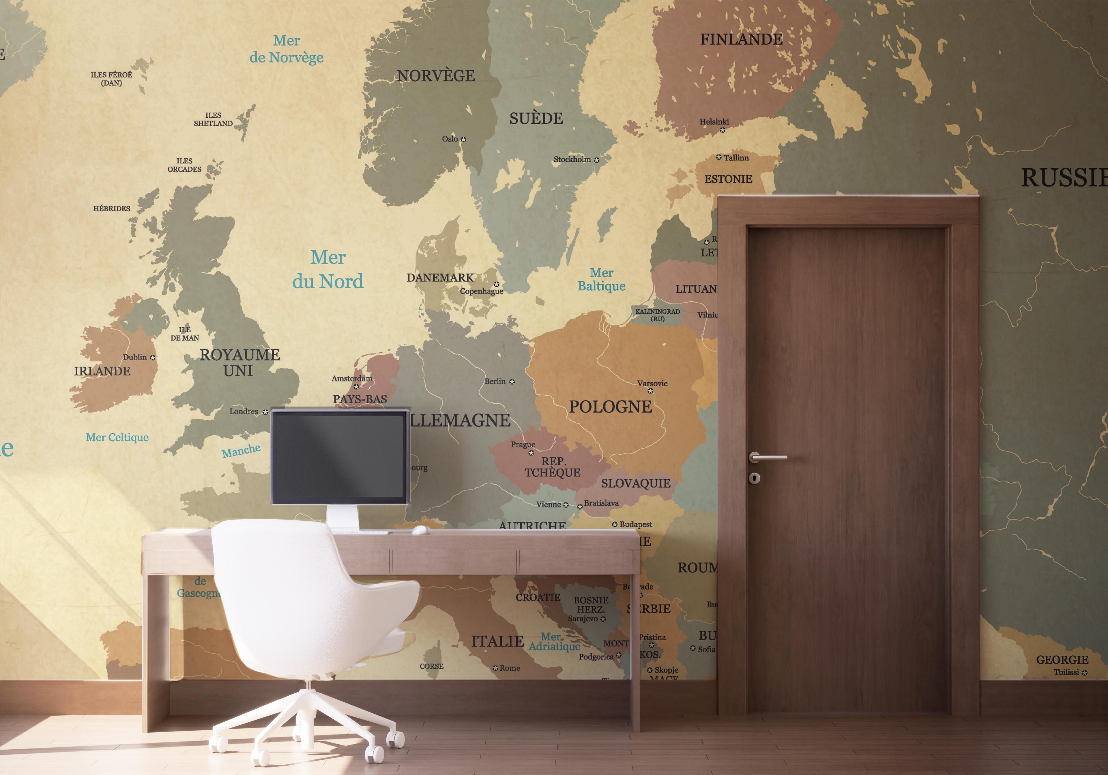 Fototapet Europe Vintage Map mockup 1