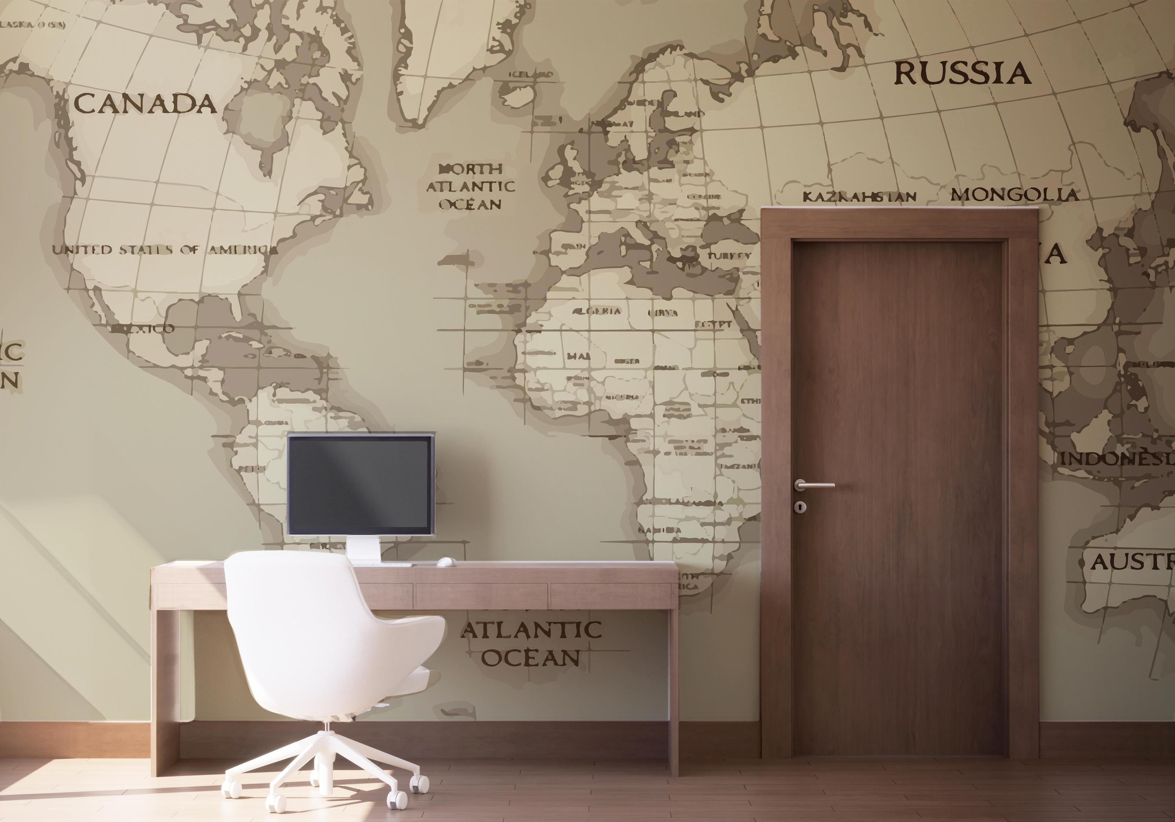 Fototapet Grey Old Map mockup 1