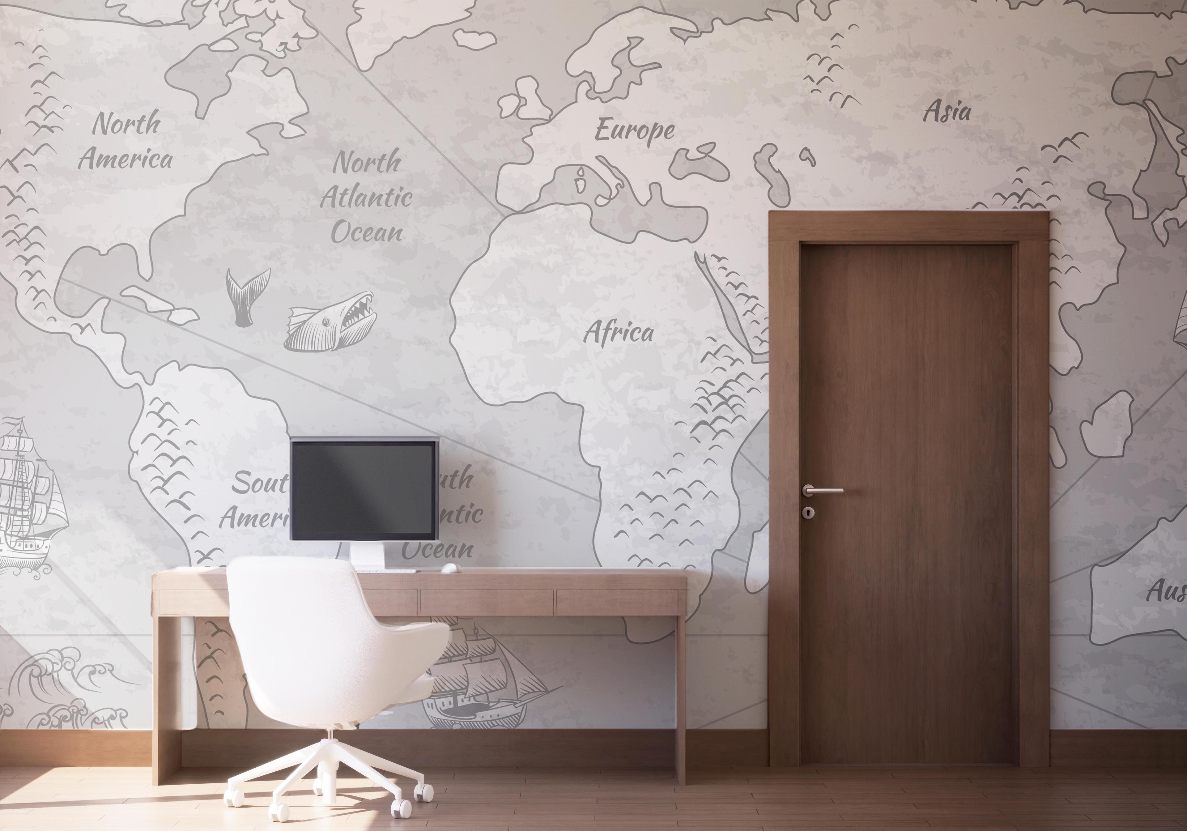 Fototapet Light Grey Map mockup 1