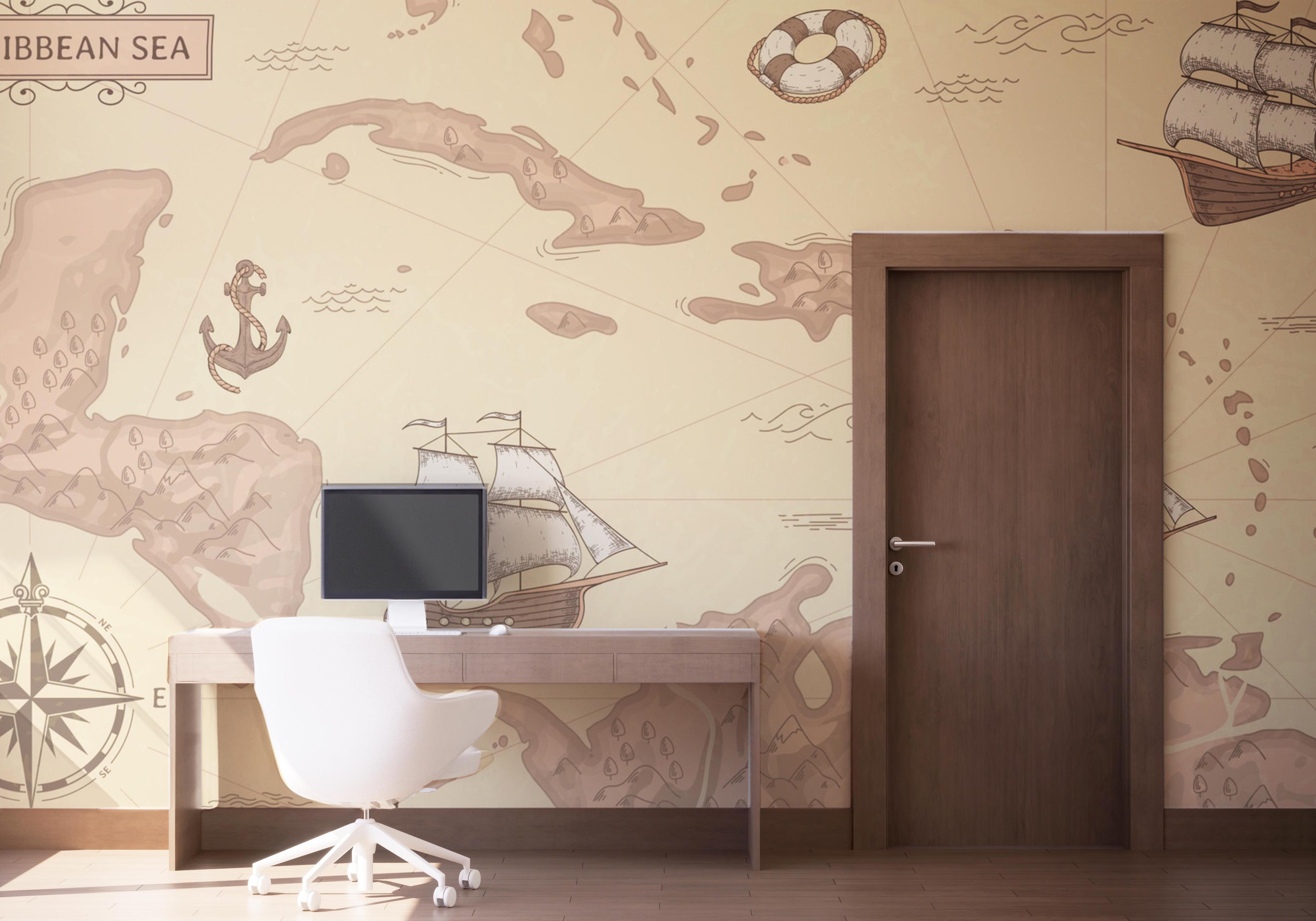 Fototapet Light Pink Map mockup 1