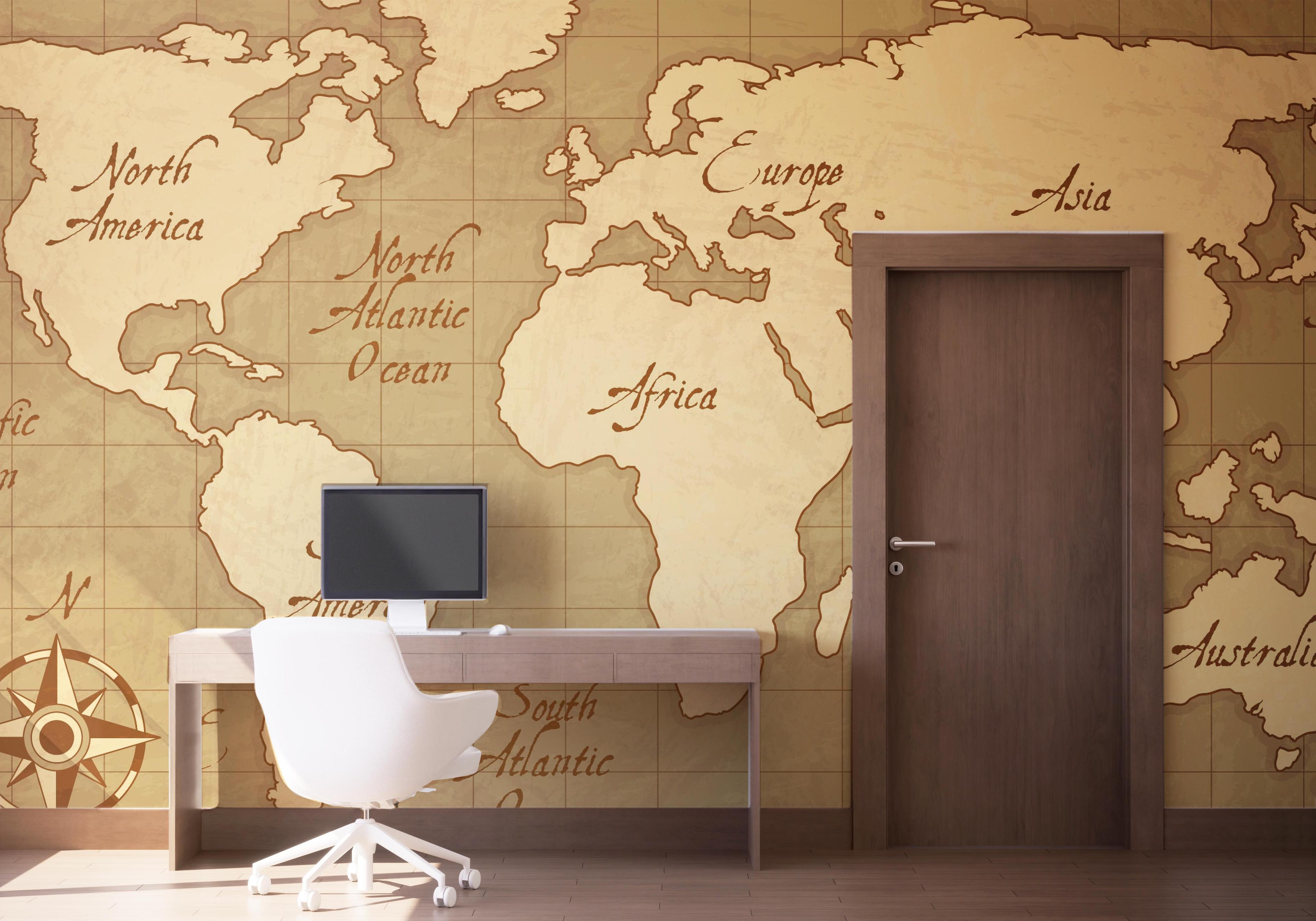 Fototapet Old World Map mockup 1