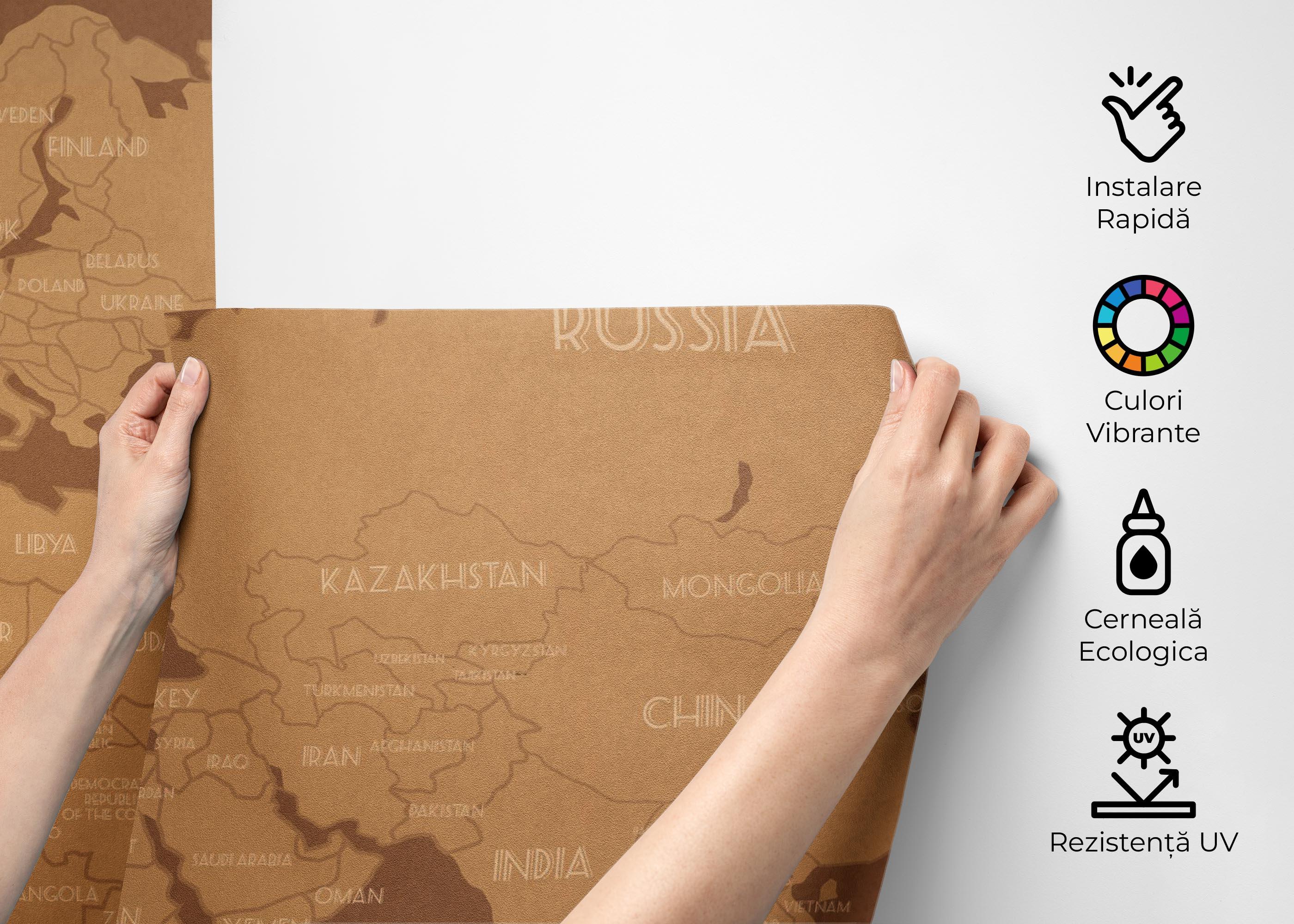 Fototapet Brown World Map mockup 2