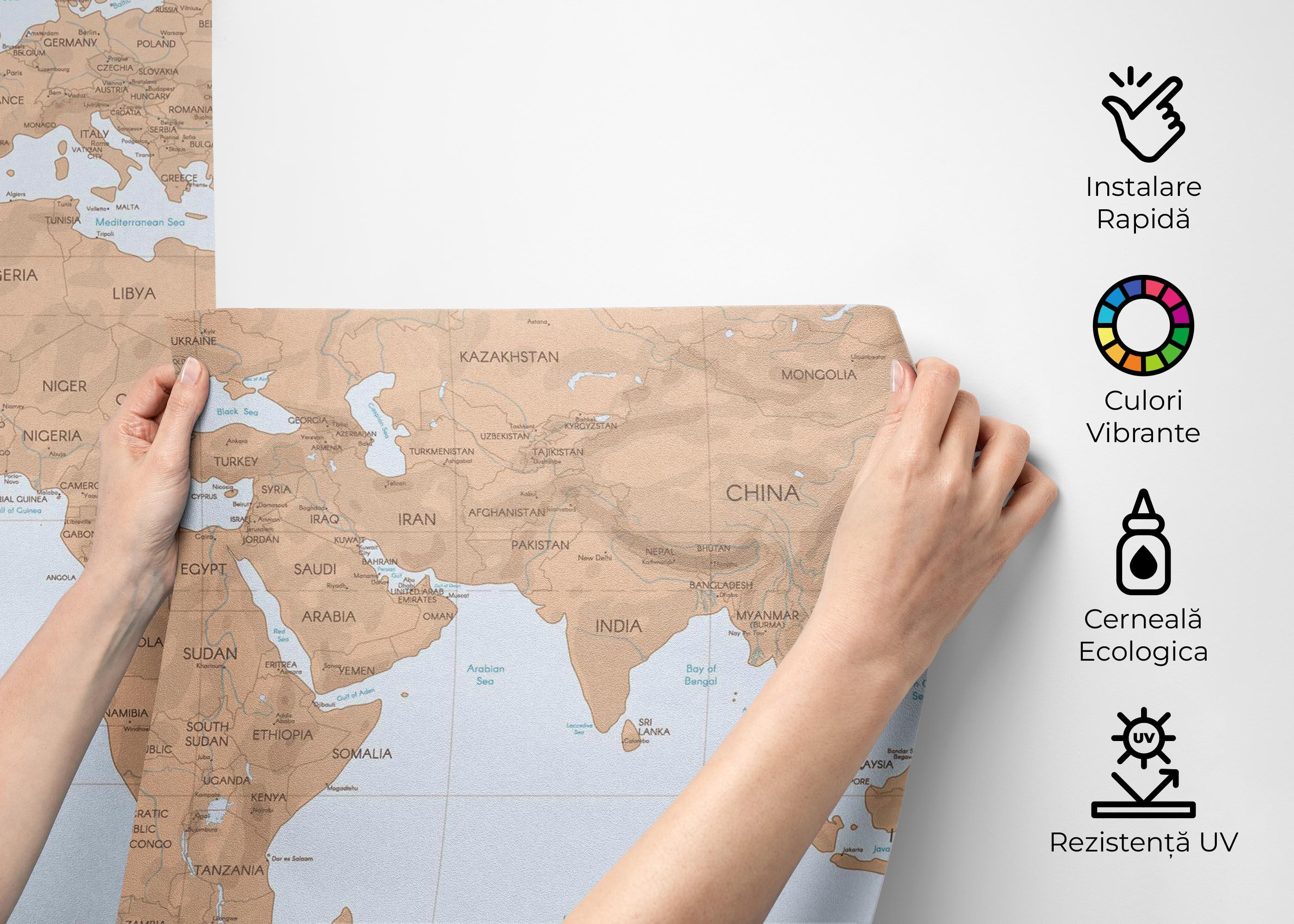 Fototapet Dark Cream Map mockup 2