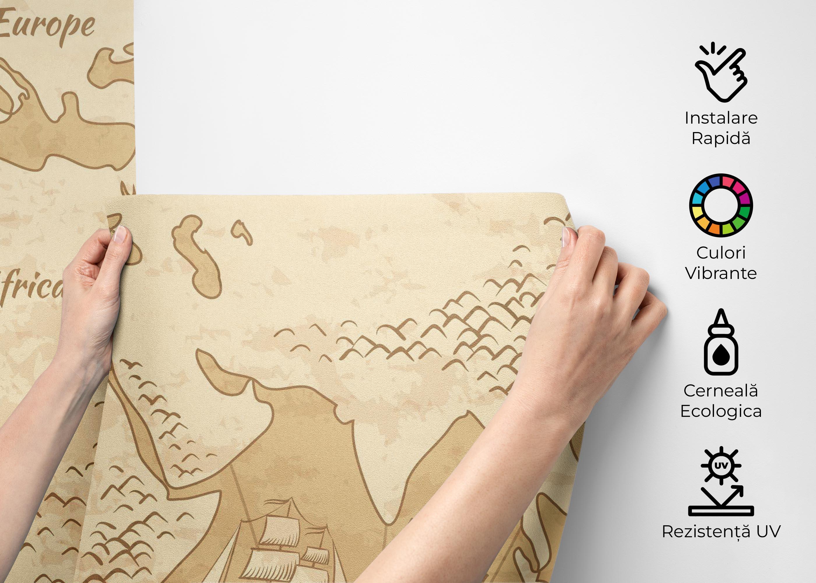 Fototapet Map Old Cream mockup 2