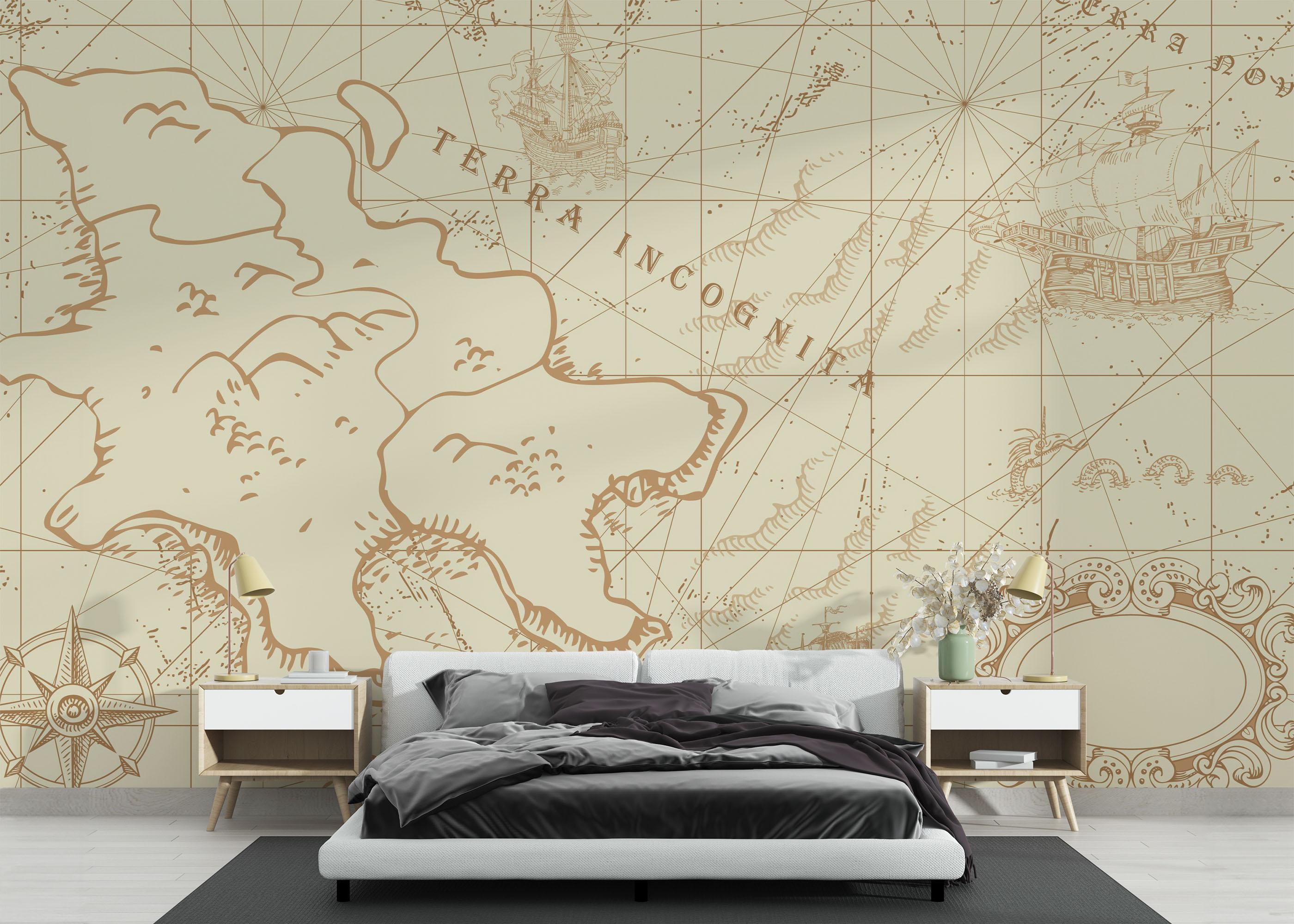 Fototapet Ancient Cream Map mockup 3