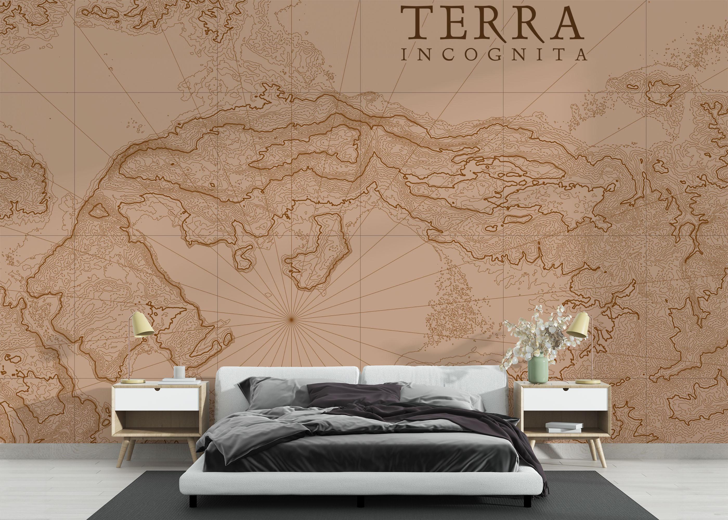 Fototapet Brown Pink Map mockup 3