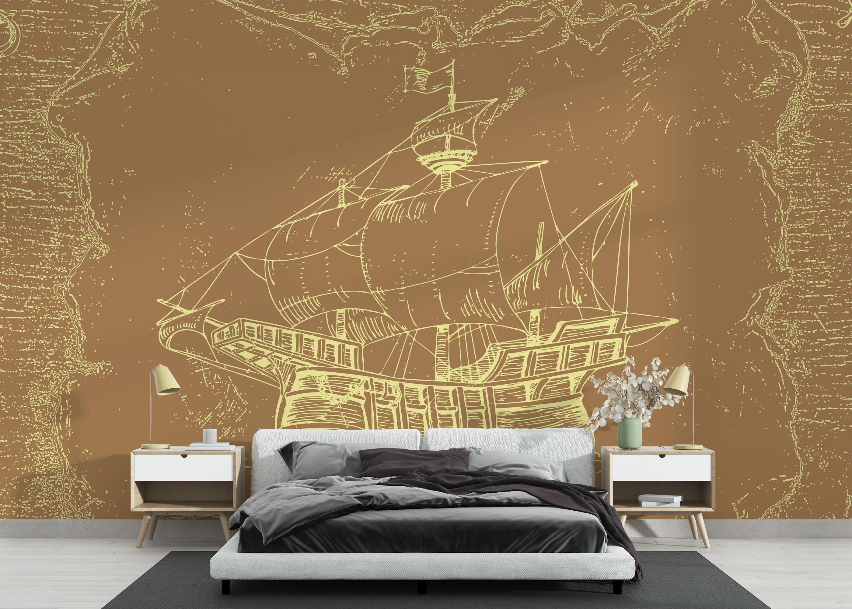 Fototapet Caravel Map mockup 3