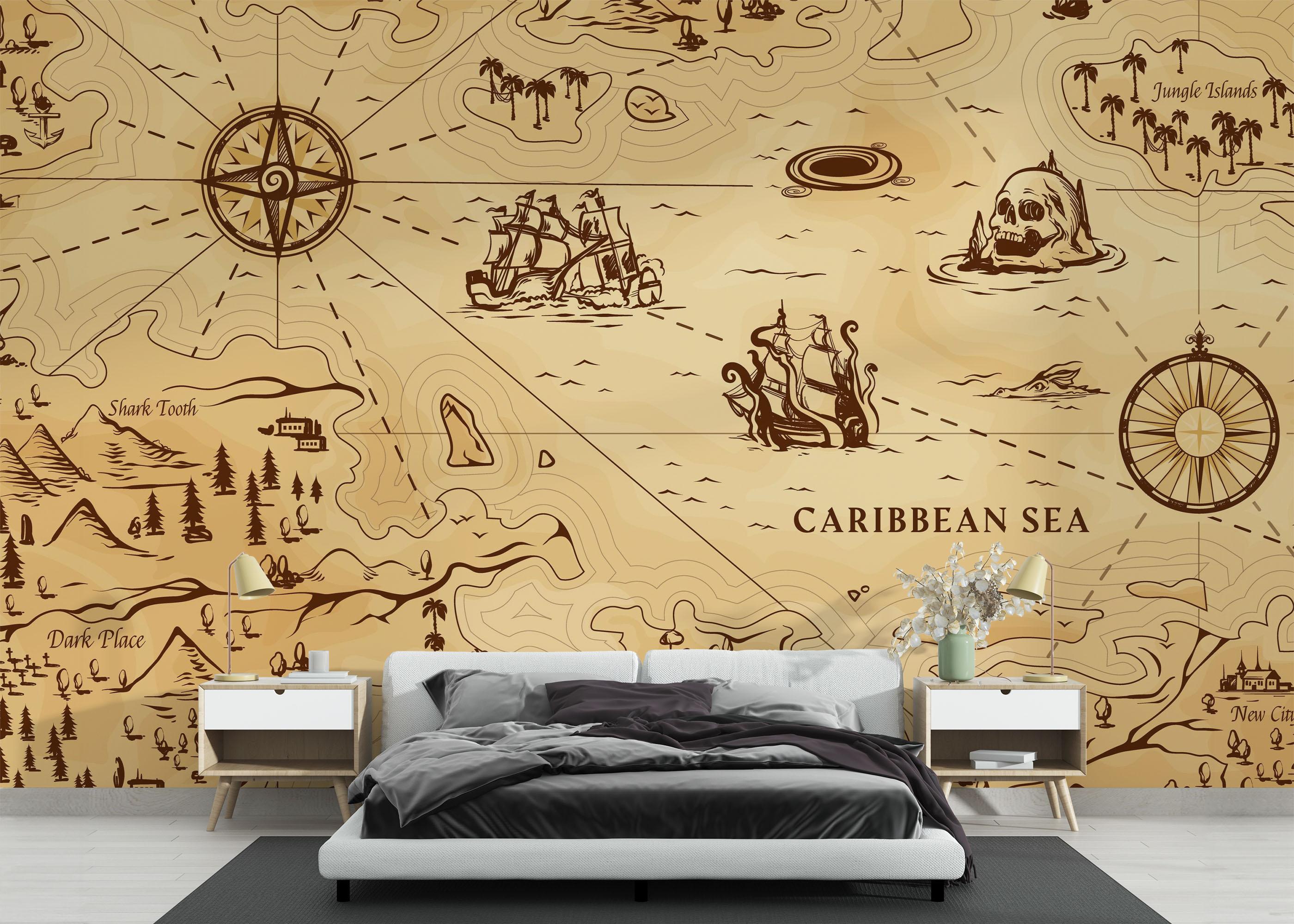 Fototapet Caribean Sea Map mockup 3