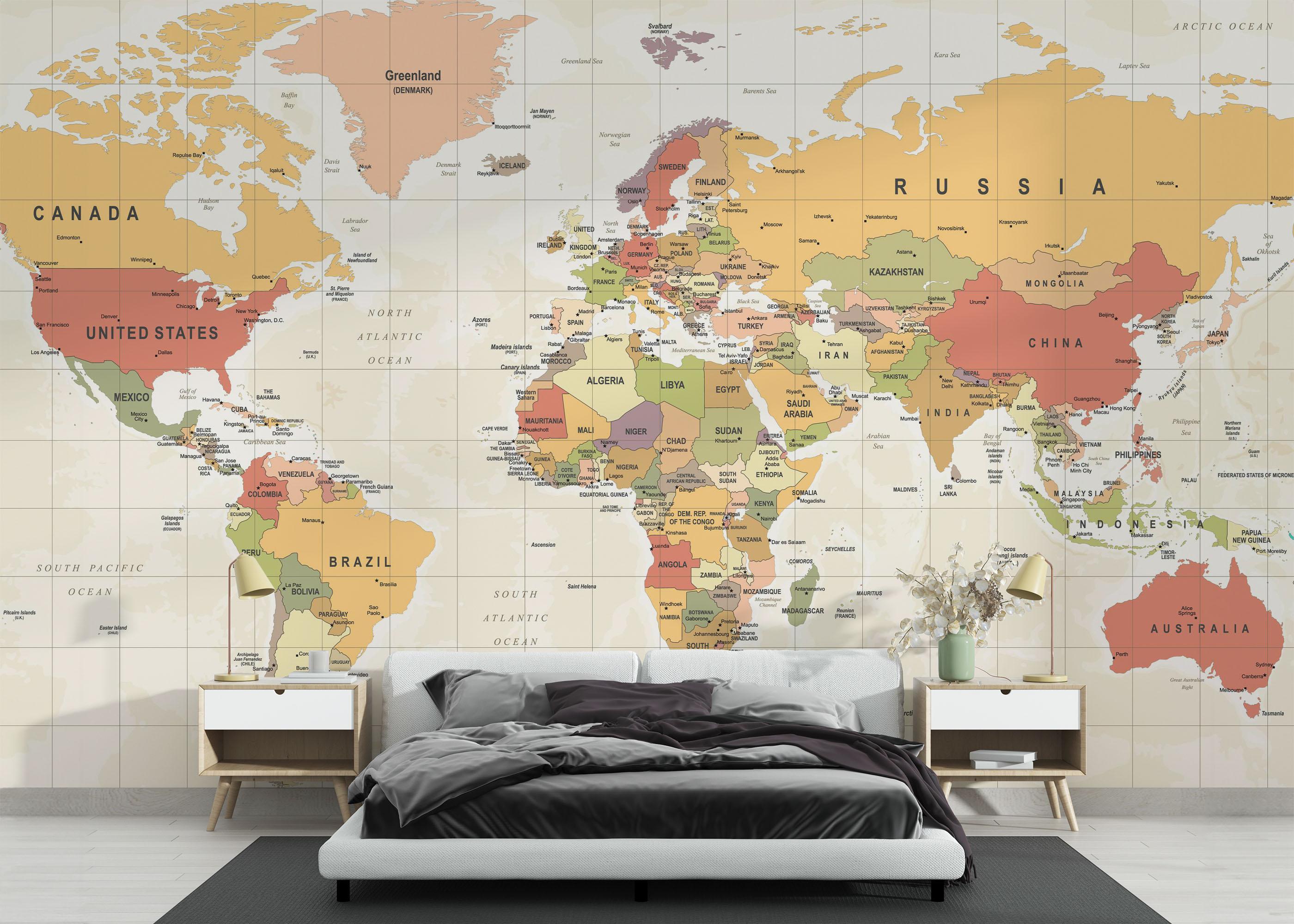 Fototapet Colorful Old Map mockup 3