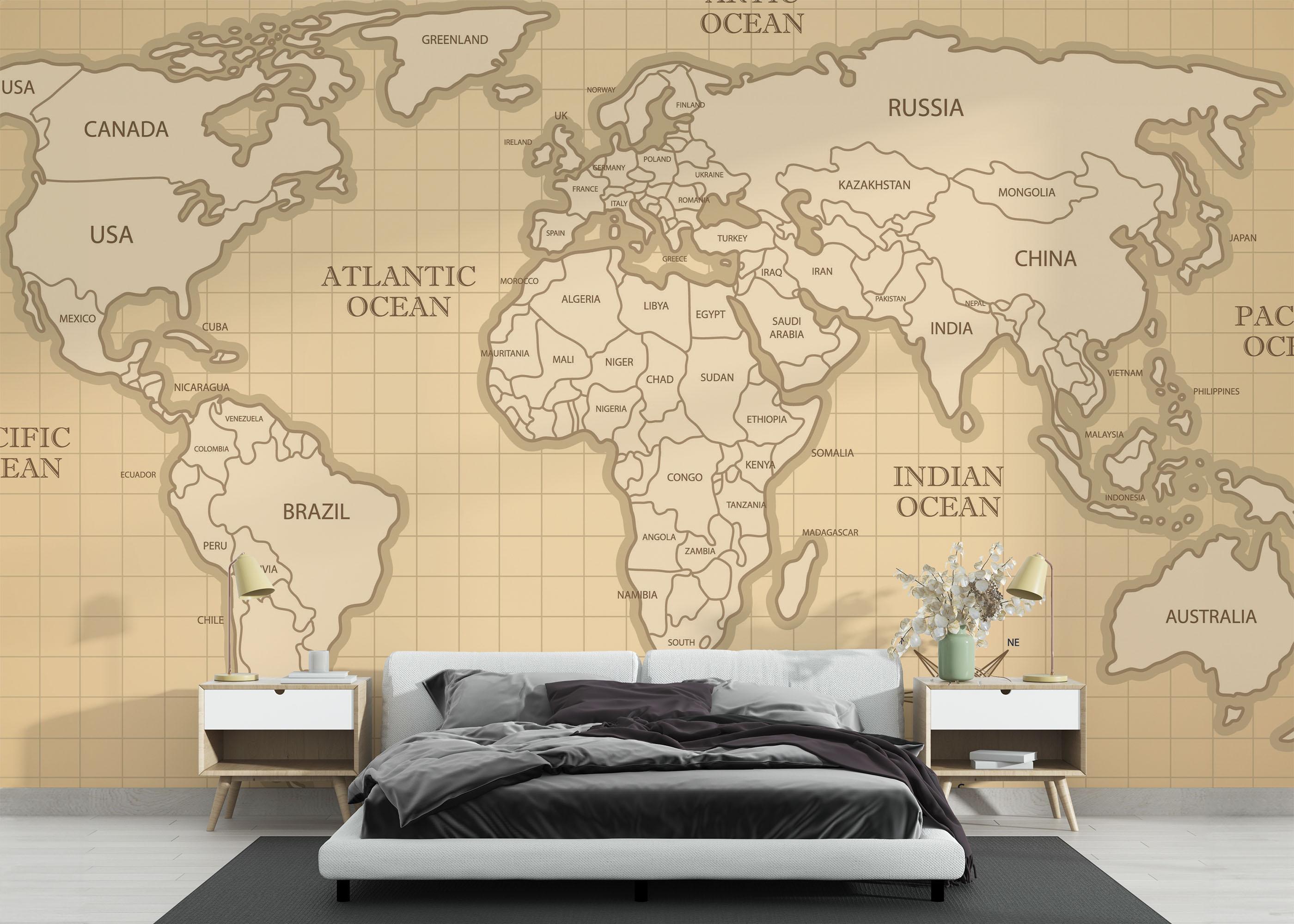 Fototapet Cream Shades Map mockup 3