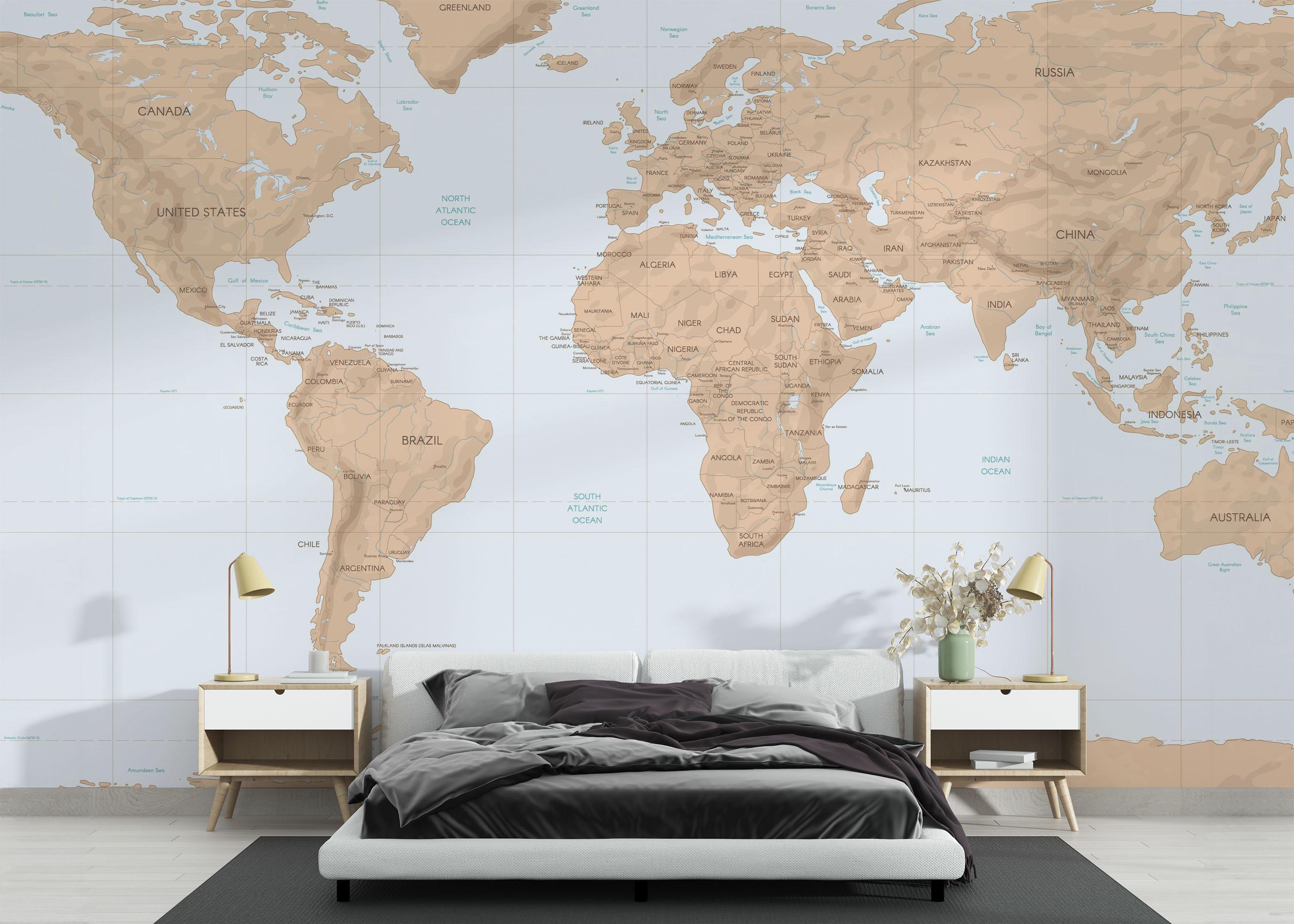 Fototapet Dark Cream Map mockup 3