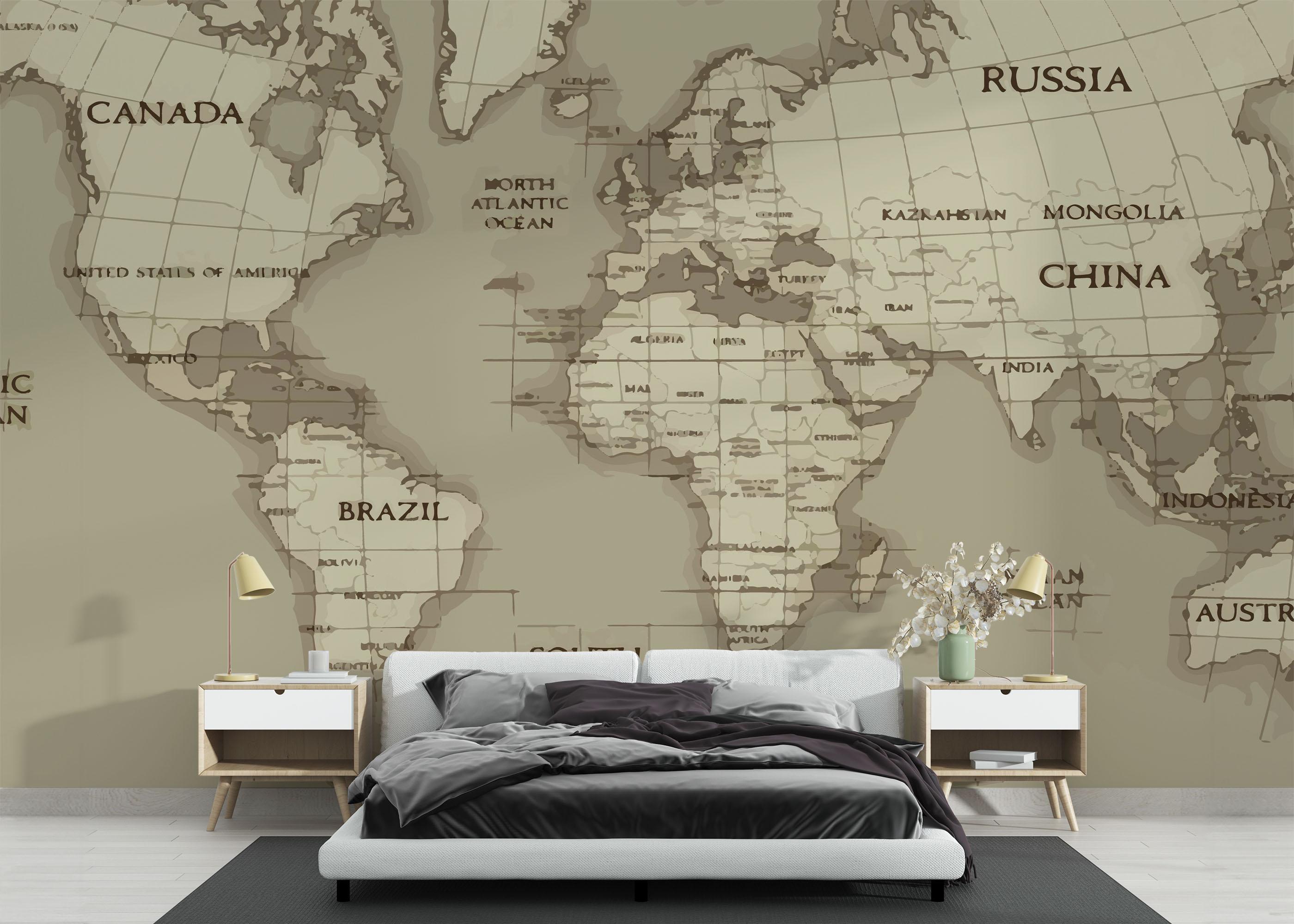 Fototapet Grey Old Map mockup 3