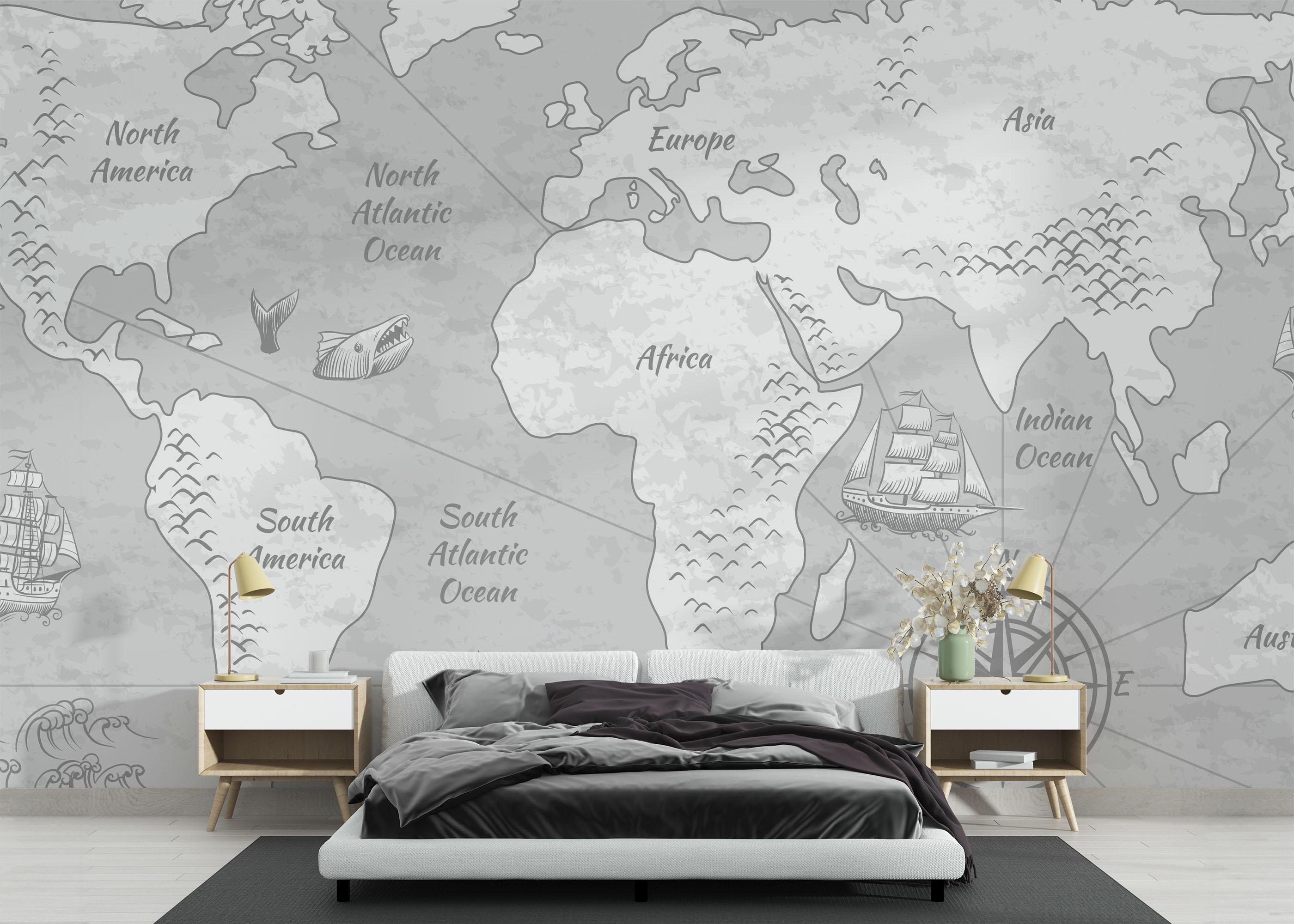 Fototapet Light Grey Map mockup 3