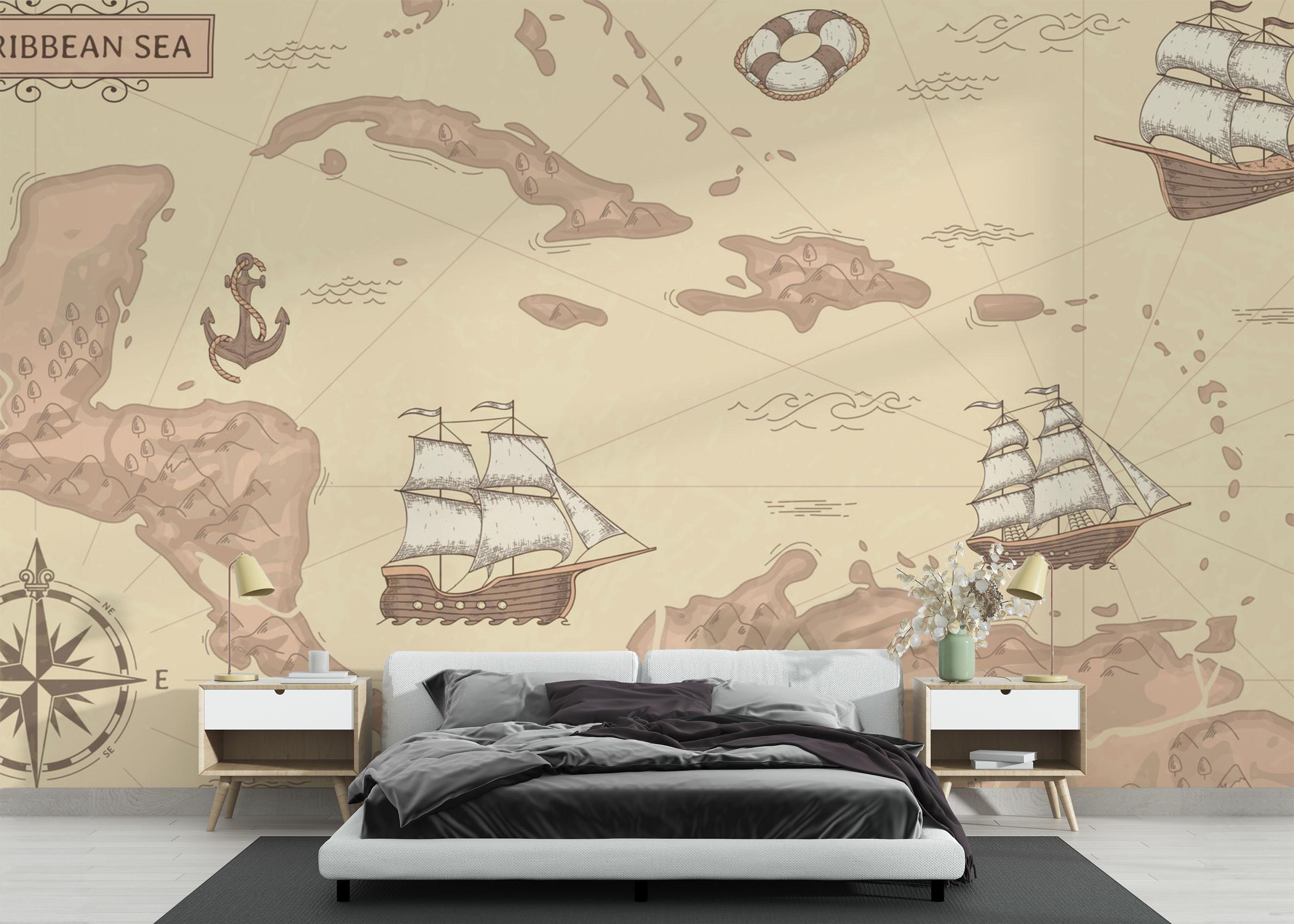 Fototapet Light Pink Map mockup 3