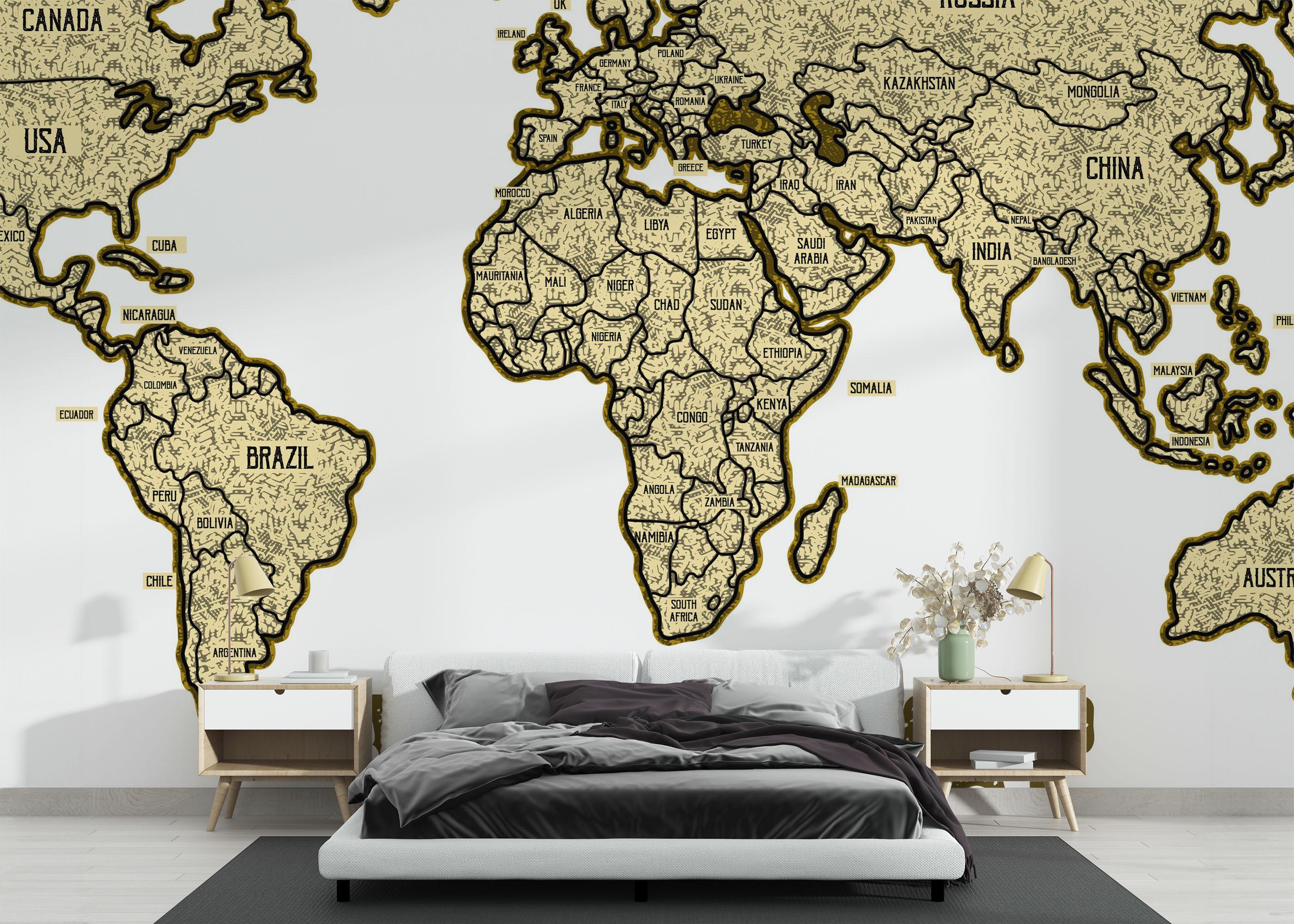 Fototapet Map Vintage Engraved mockup 3