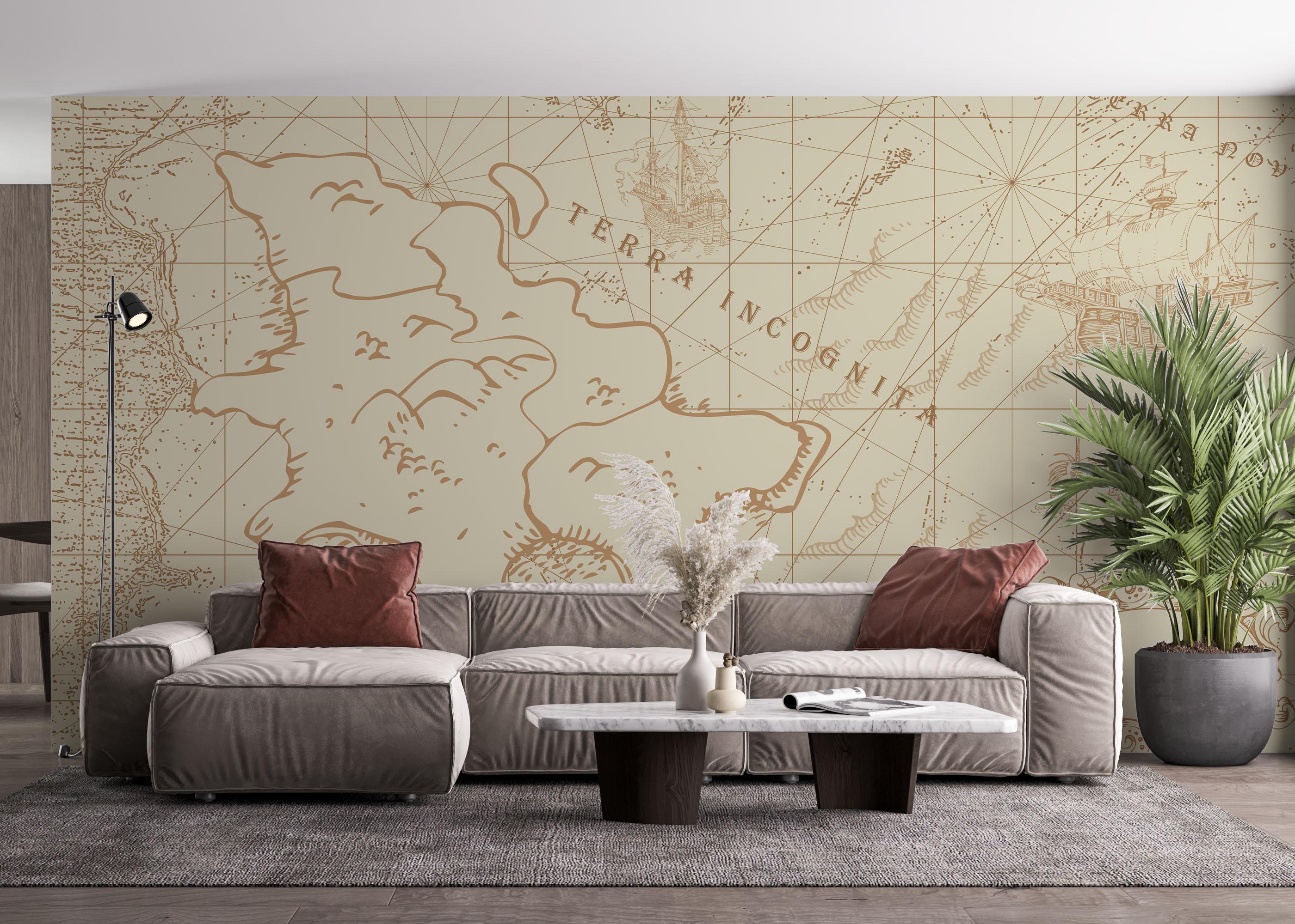 Fototapet Ancient Cream Map mockup 4