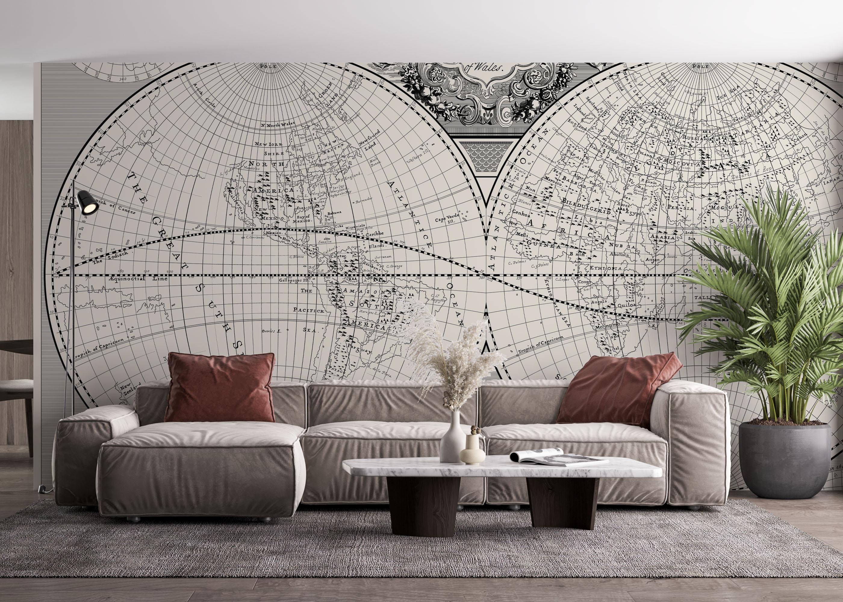 Fototapet Black Old Map mockup 4