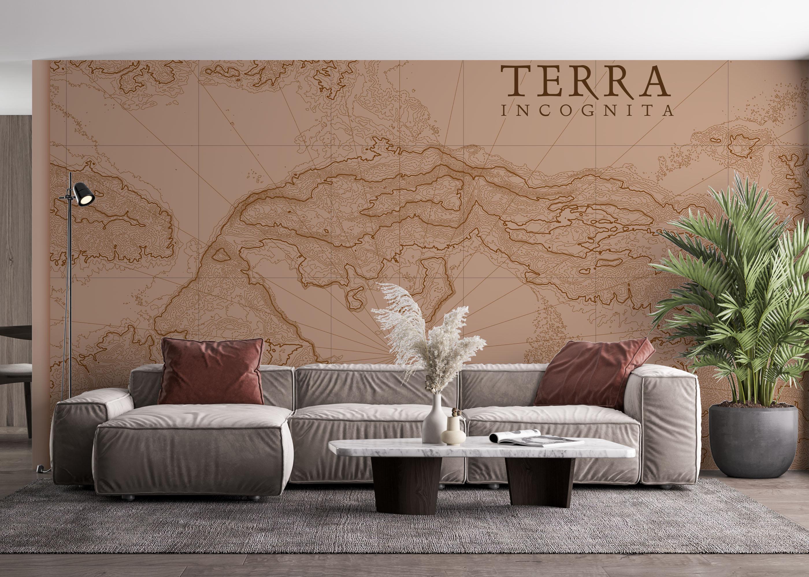 Fototapet Brown Pink Map mockup 4