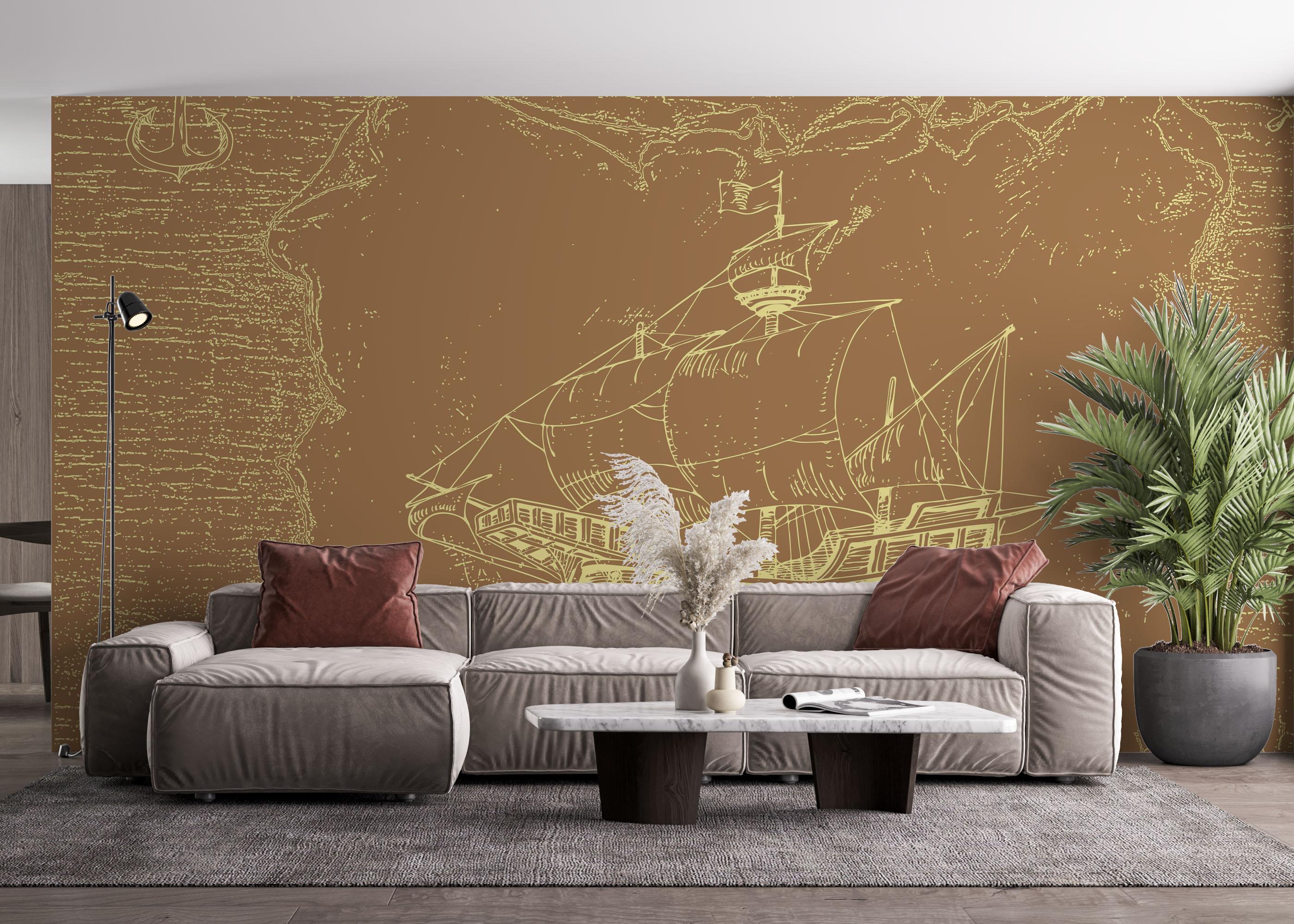 Fototapet Caravel Map mockup 4