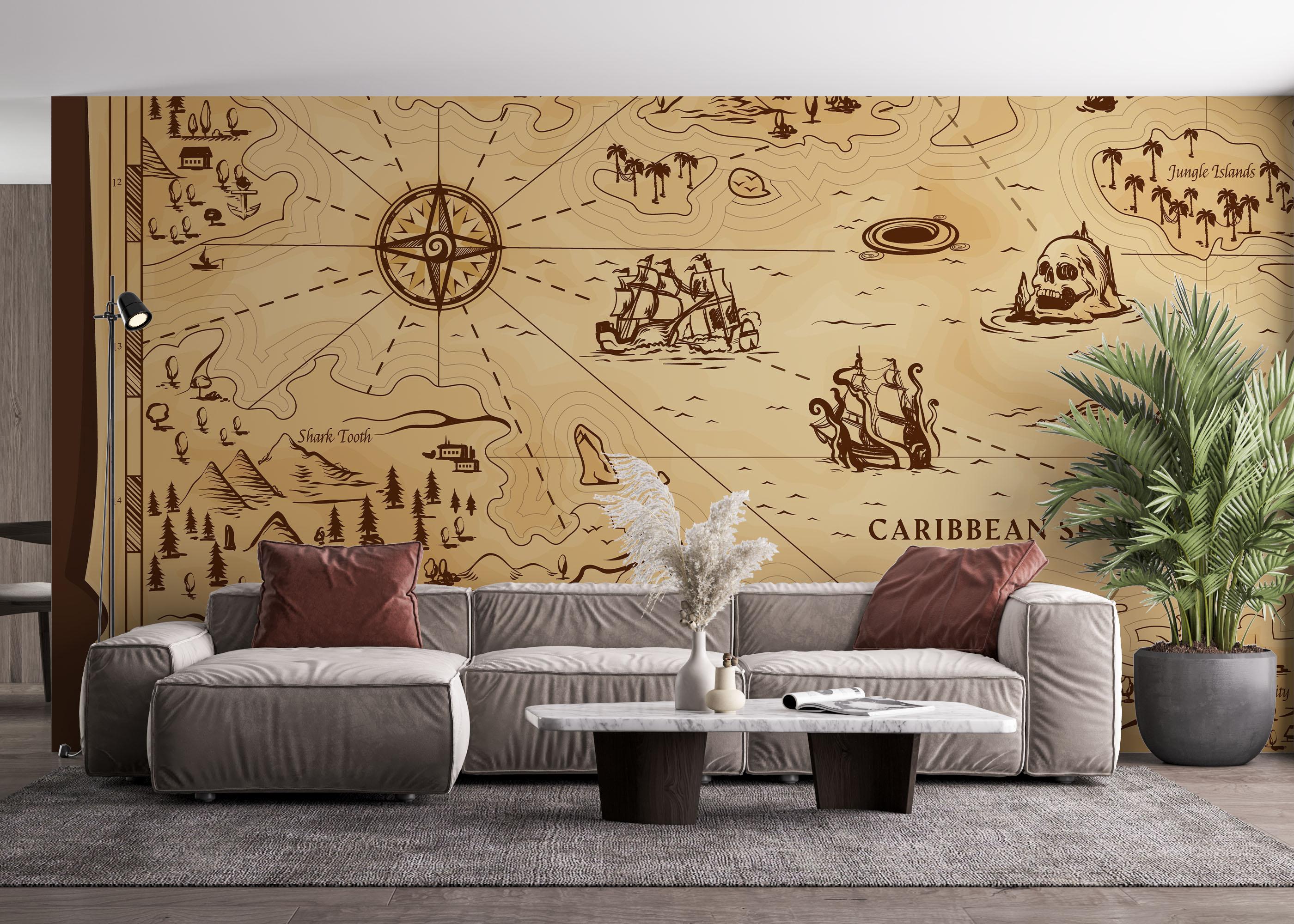 Fototapet Caribean Sea Map mockup 4