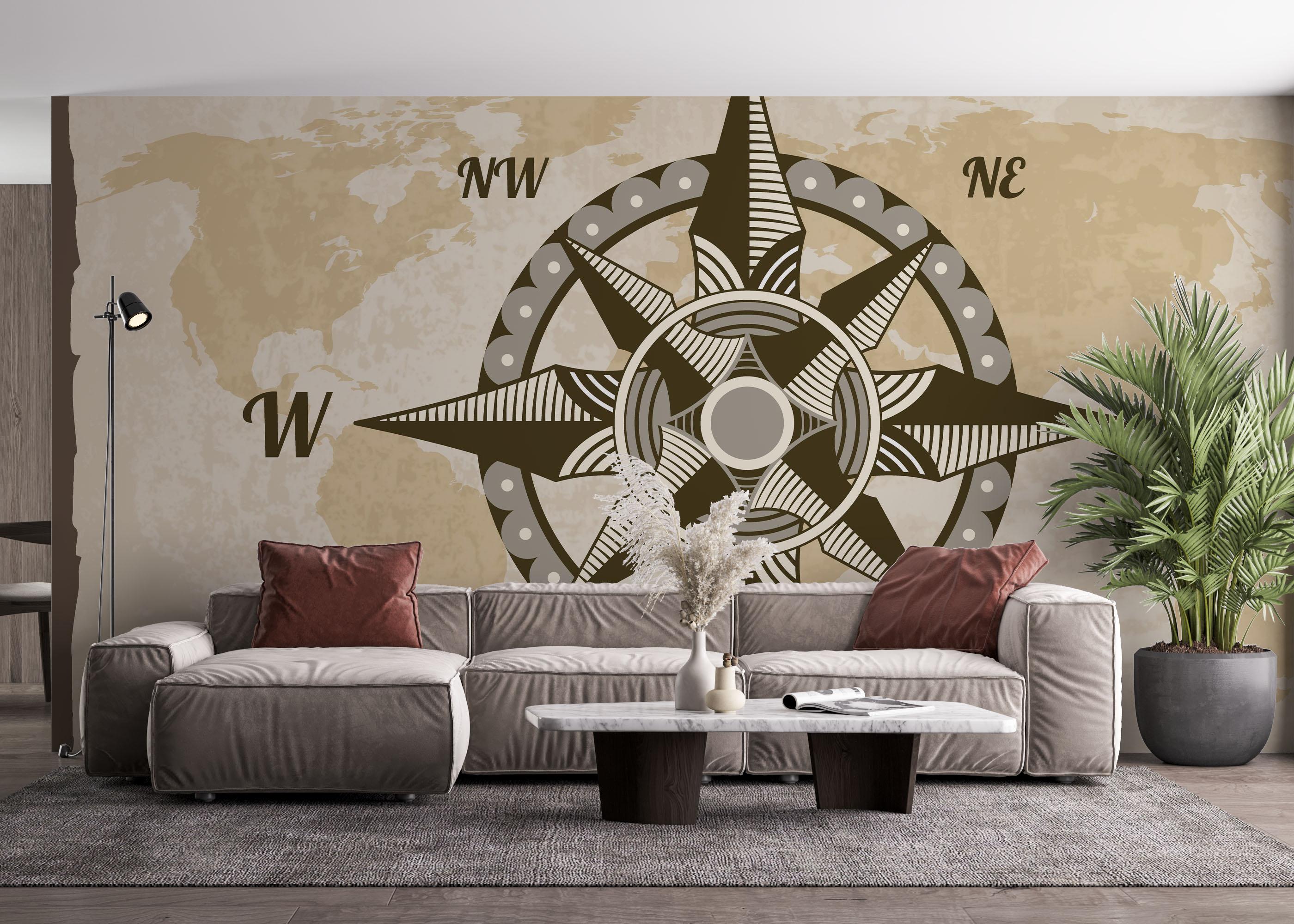 Fototapet Cool Compass mockup 4