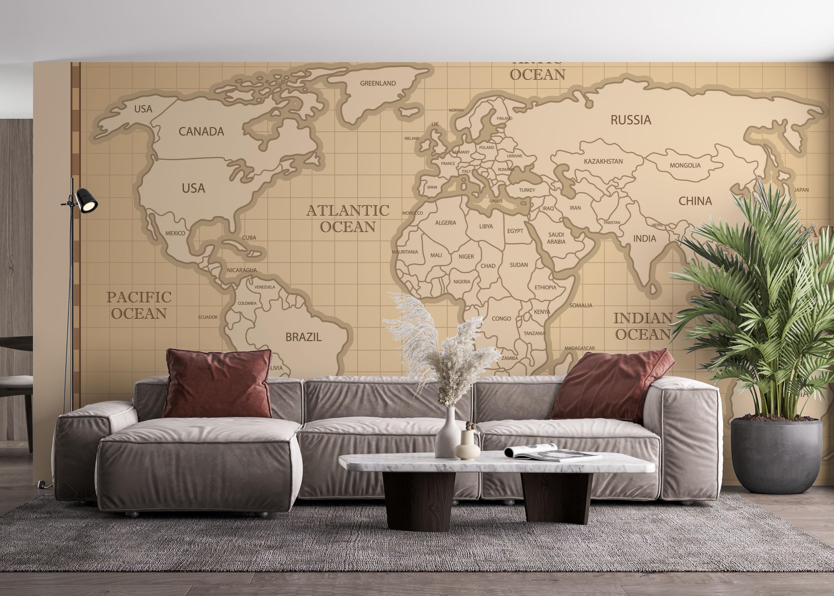 Fototapet Cream Shades Map mockup 4