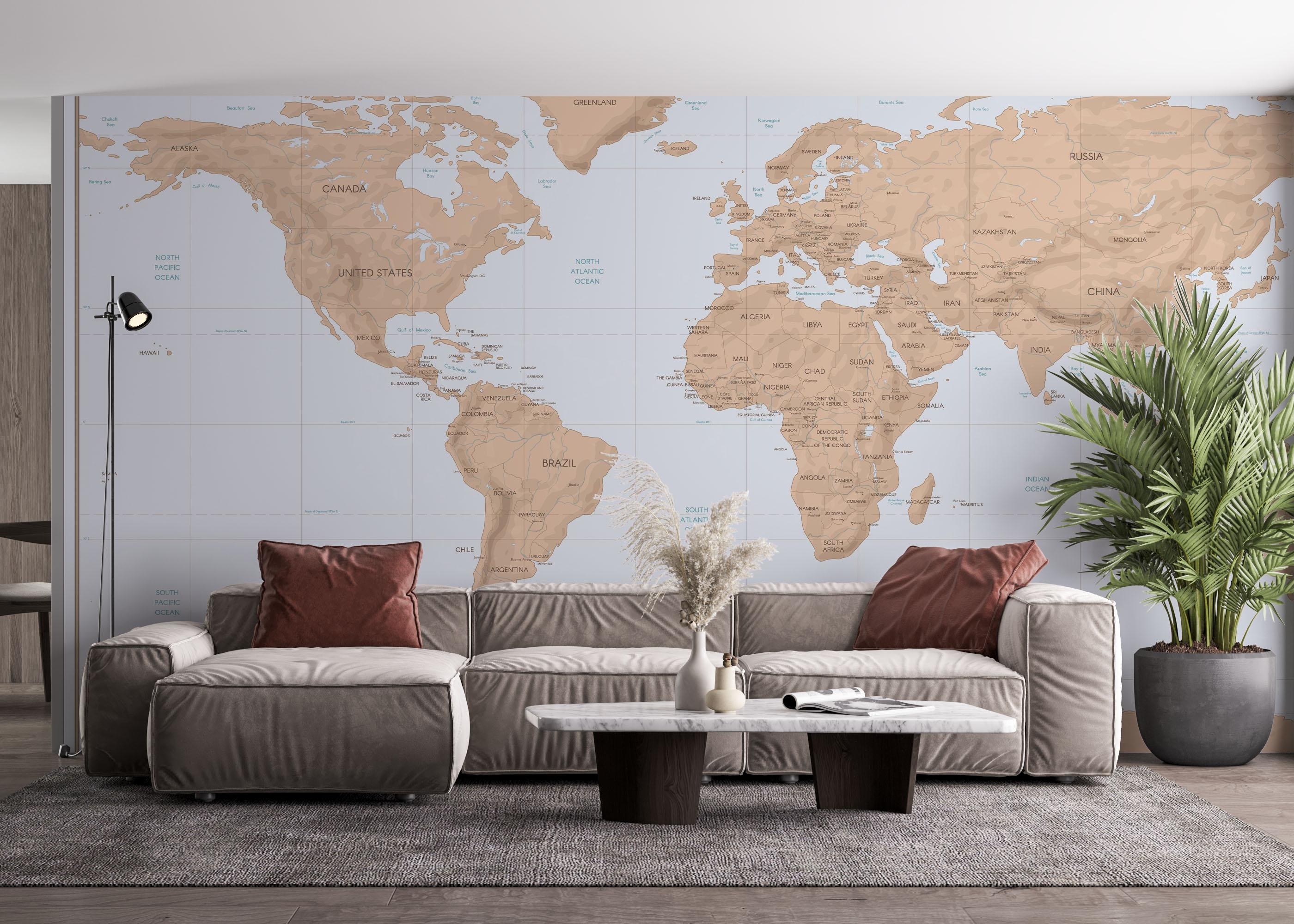 Fototapet Dark Cream Map mockup 4