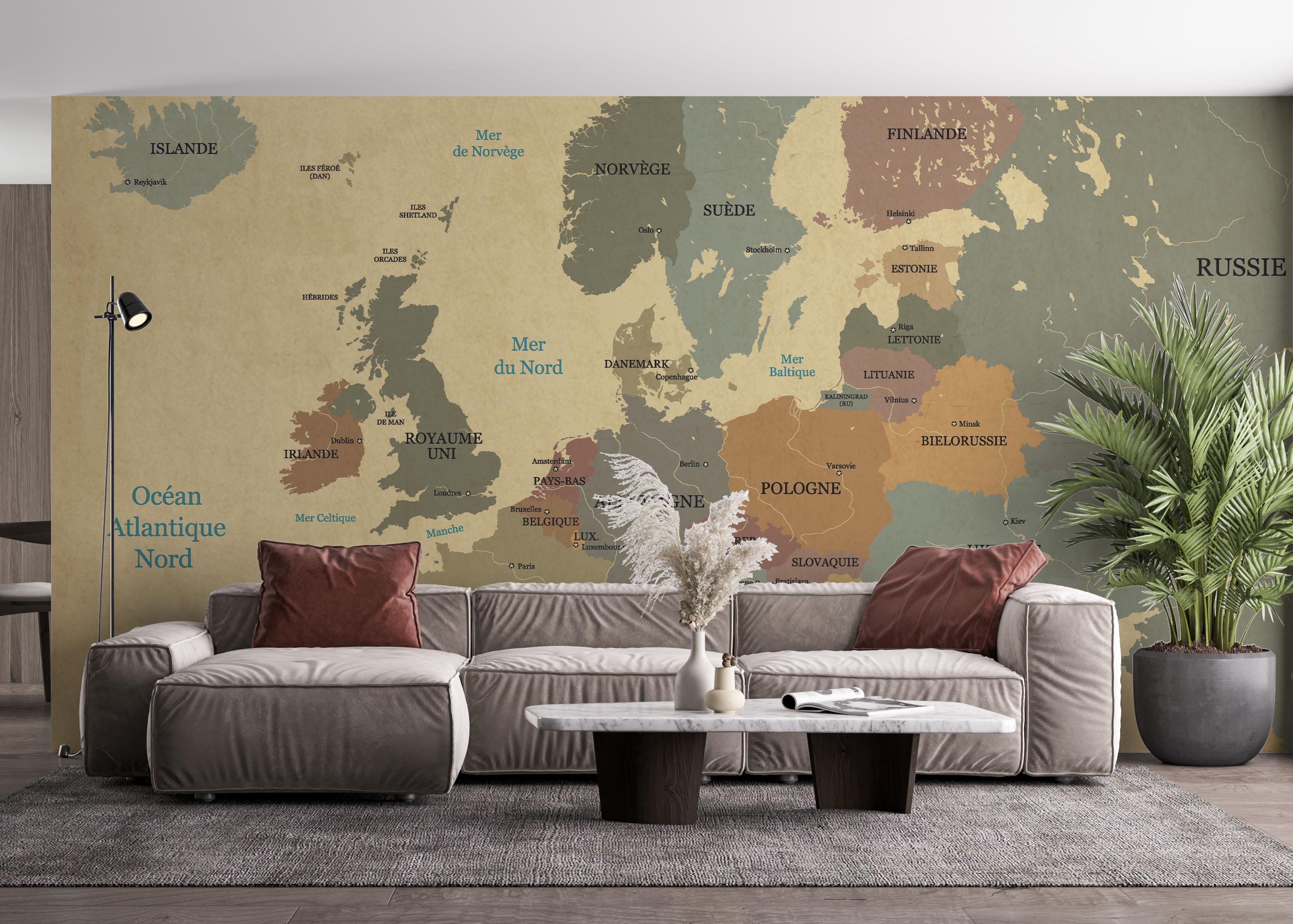 Fototapet Europe Vintage Map mockup 4
